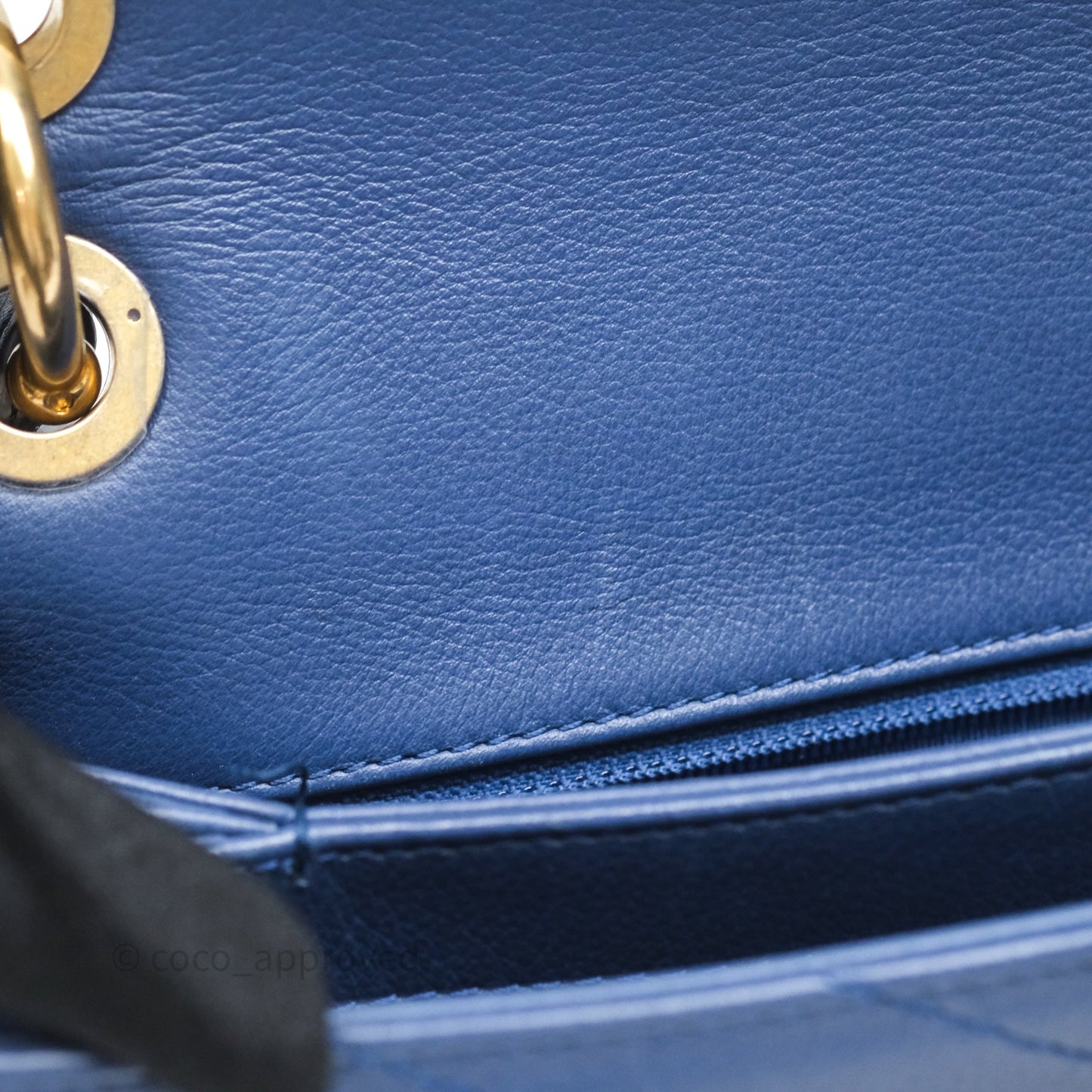 Chanel Small Chevron Python Chic Top Handle Flap Blue Calfskin Gold Hardware