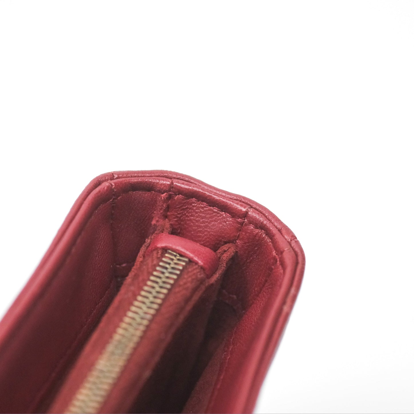 Chanel Quilted Boy Coin Case Dark Red Aged Gold Hardware