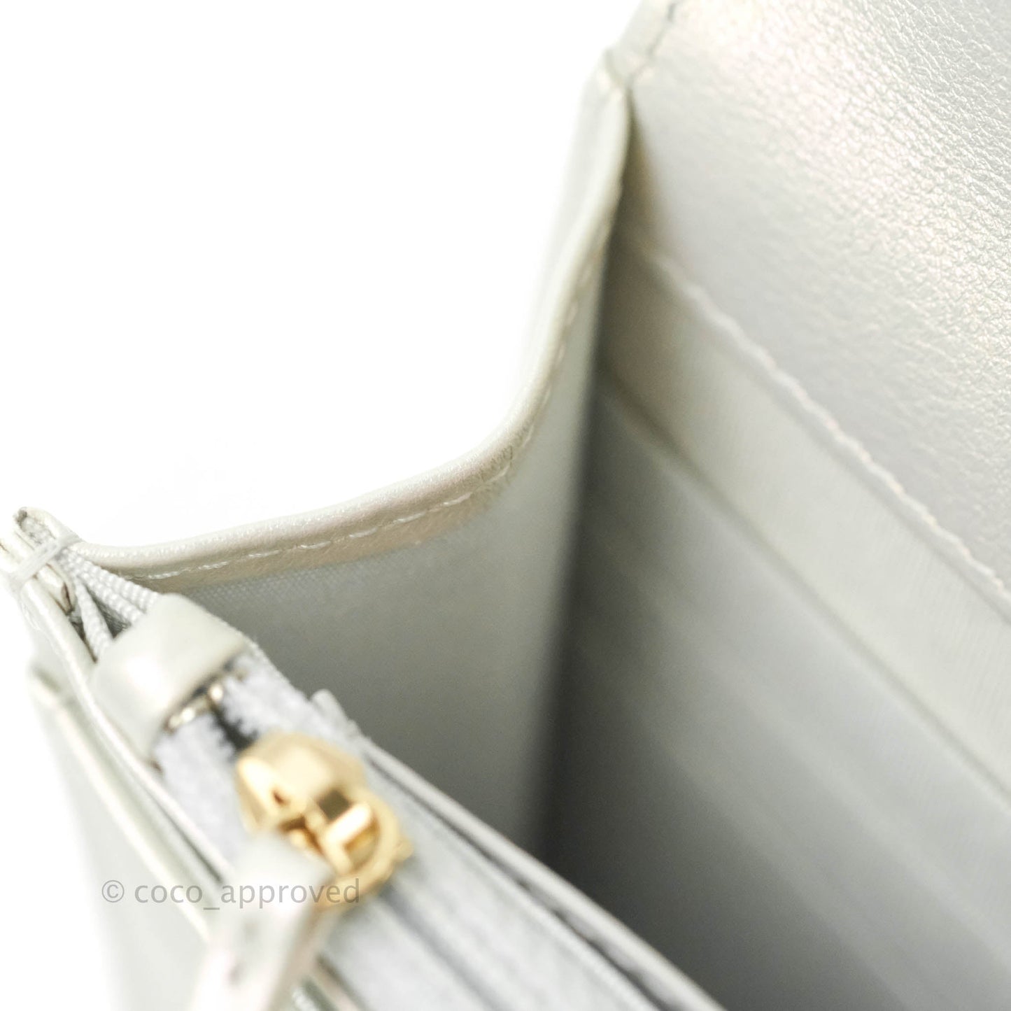 Chanel 19 Quilted Wallet on Chain WOC Iridescent White Mixed Hardware