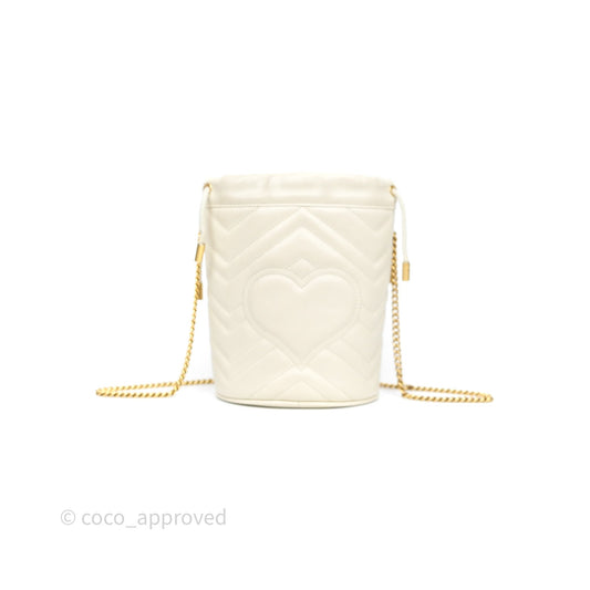 Gucci GG Marmont Mini Bucket Bag Ivory Leather