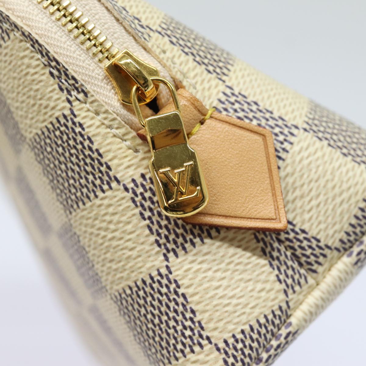 LOUIS VUITTON Damier Azur Pochette Cosmetic PM Pouch N60024 LV 77924A