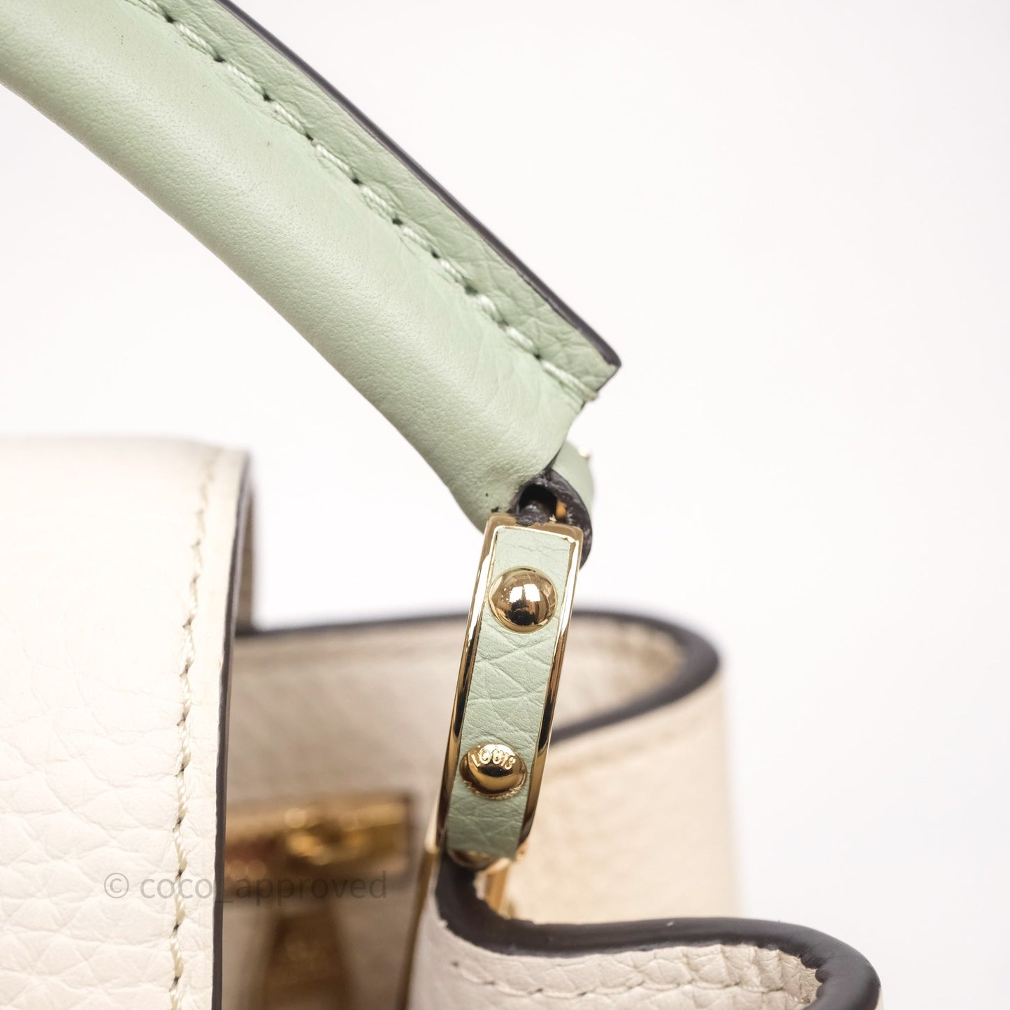 Louis Vuitton Capucines BB Creme Rose Jade Taurillon Leather Gold Hardware
