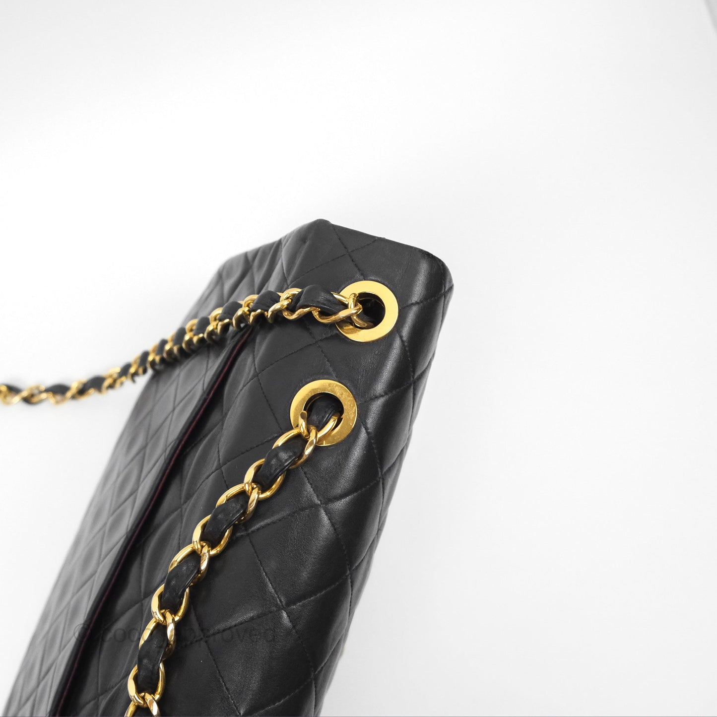 Chanel Vintage Maxi Single Flap Black Lambskin 24K Gold Hardware