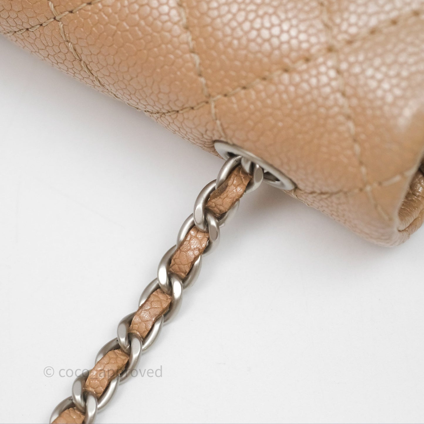 Chanel Quilted Extra Mini Rectangular Flap Beige Caviar Matt Silver Hardware