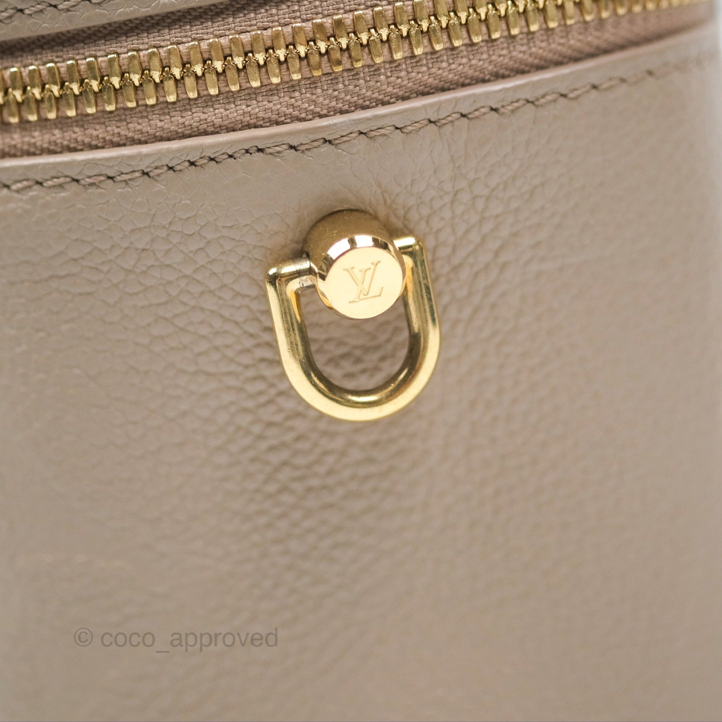 Louis Vuitton Monogram Empreinte Tourterelle Vanity PM Beige Gold Hardware