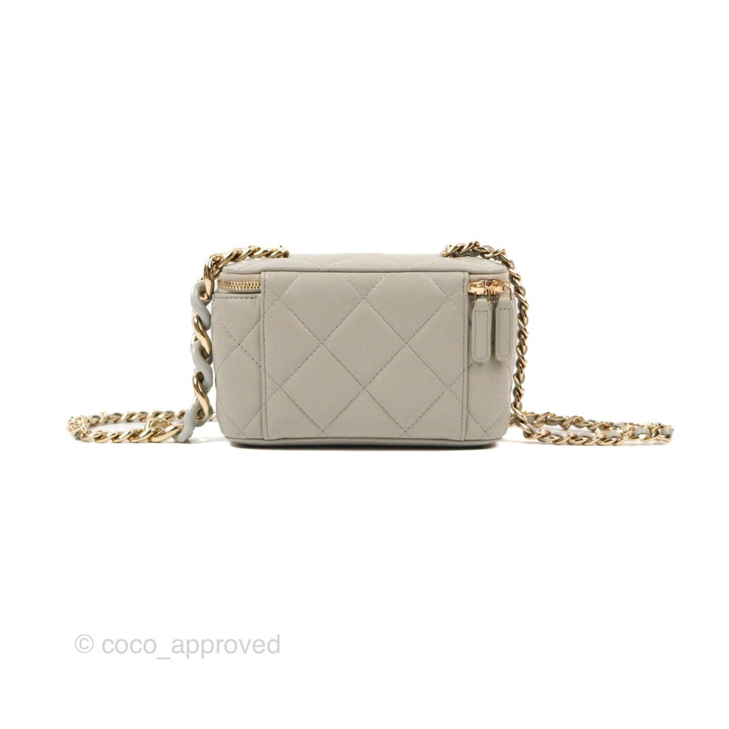 Chanel Vanity with Resin Chain Grey Lambskin Gold Hardware