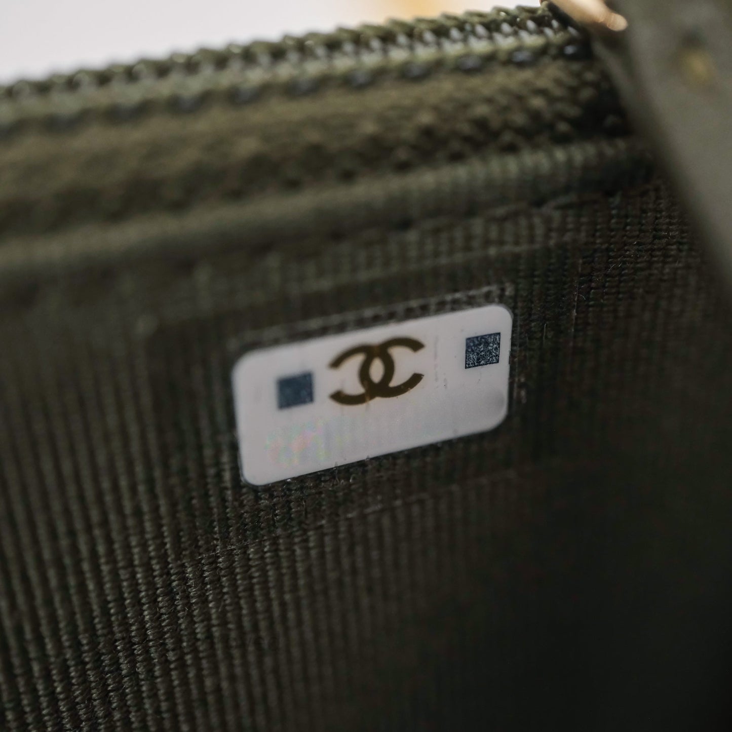 Chanel All Slide Adjustable Chain Phone Holder WOC Olive Green Lambskin