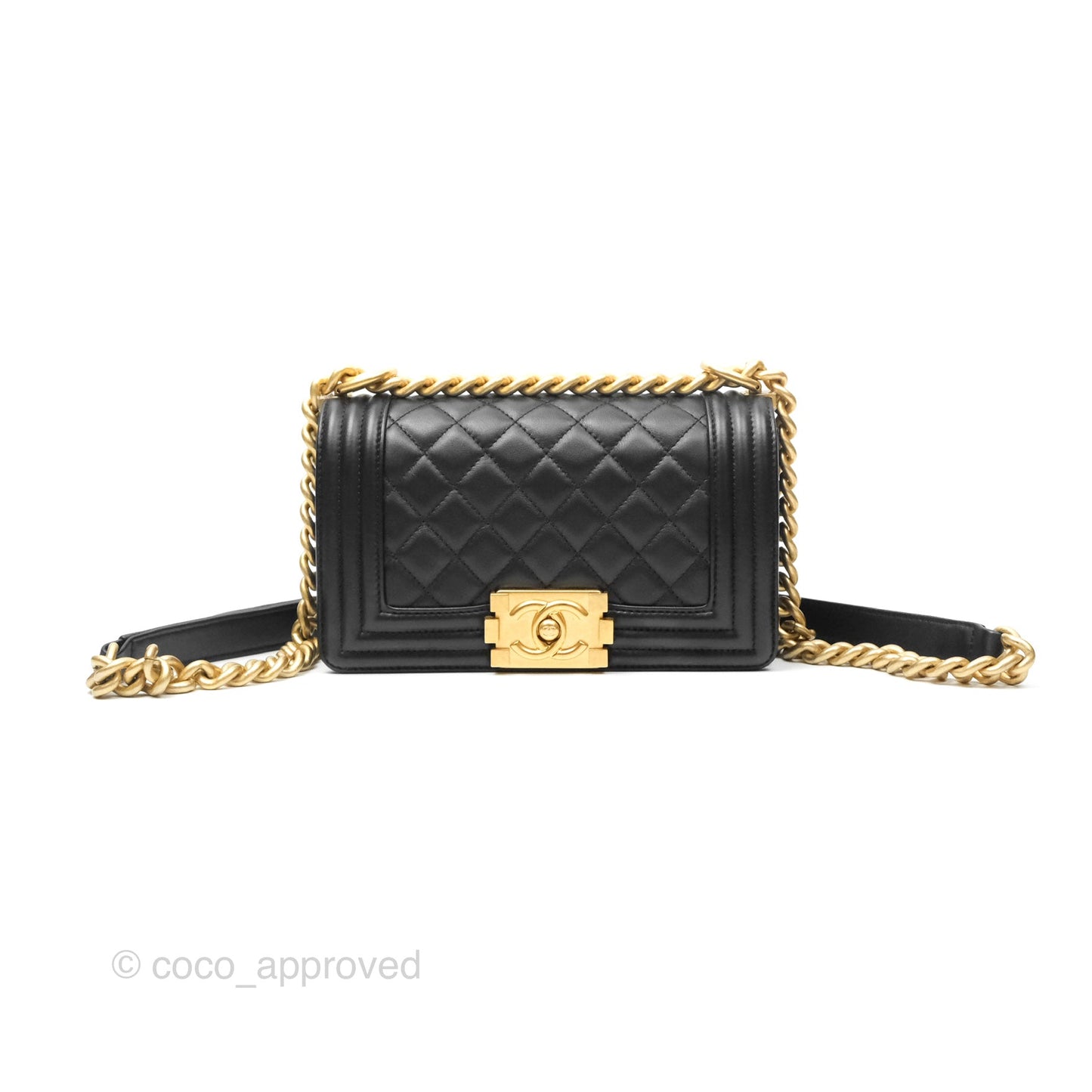 Chanel Small Boy Black Calfskin Gold Hardware