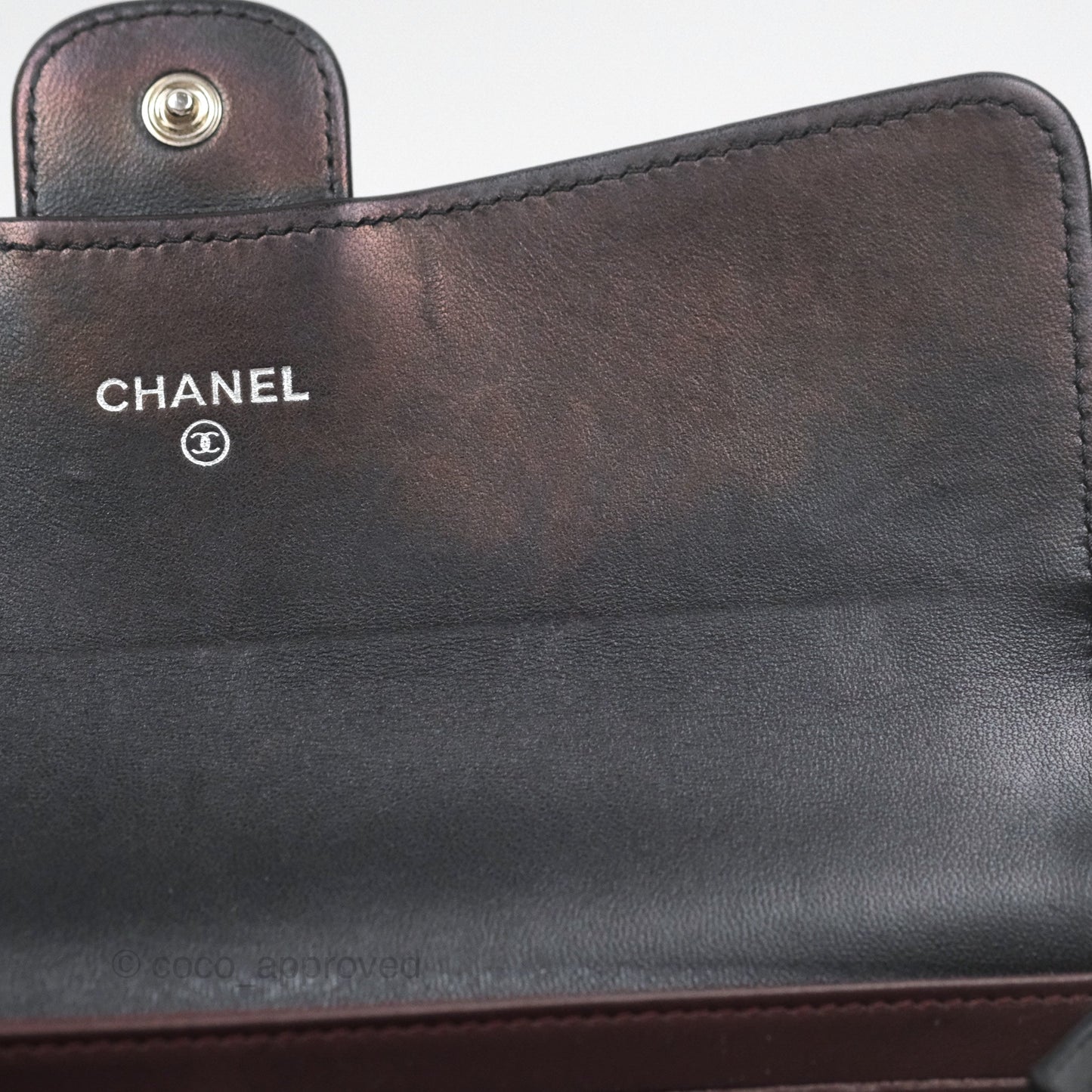 Chanel Quilted Classic Zip Long Wallet Black Lambskin Silver Hardware