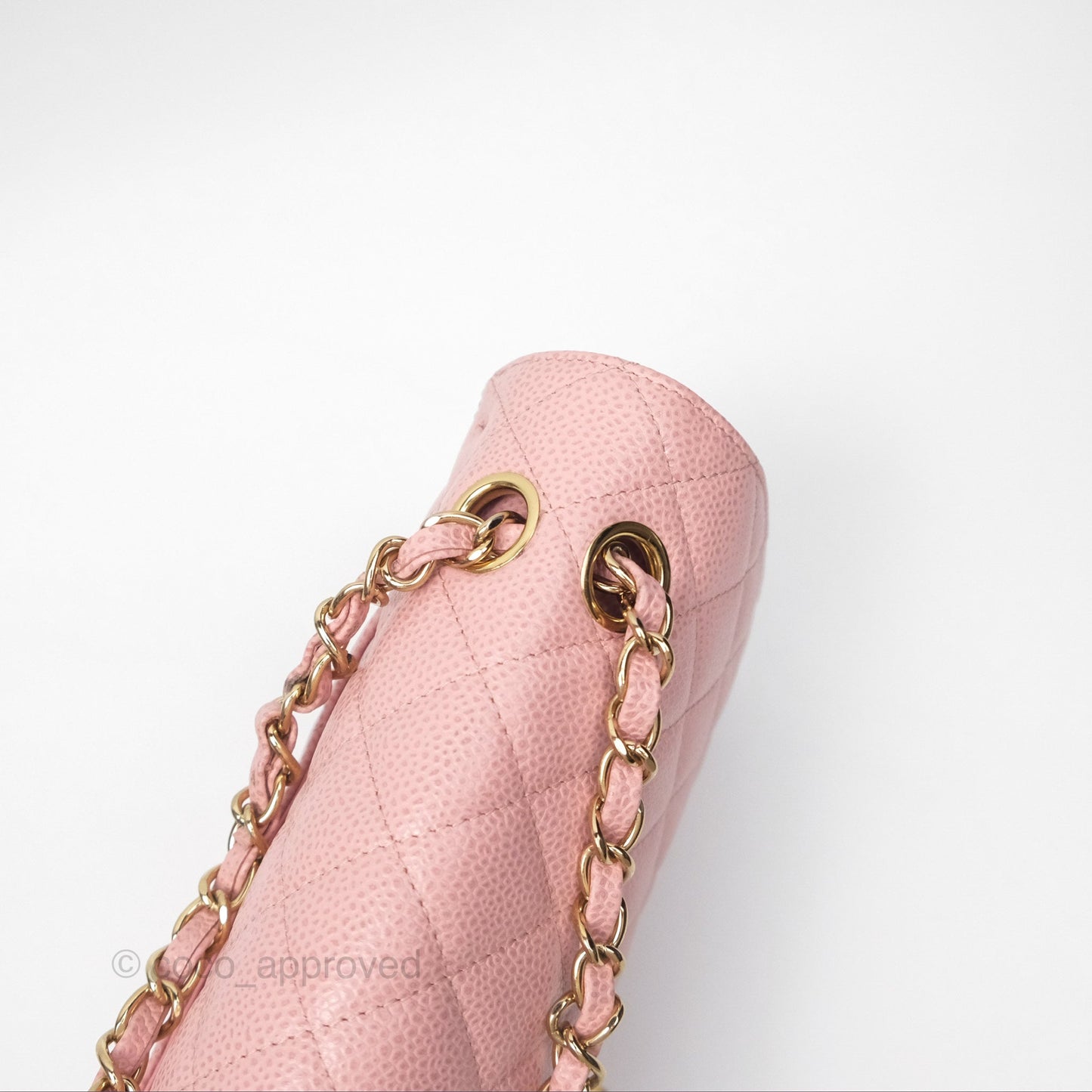 Chanel Vintage Classic M/L Medium Flap Quilted Sakura Pink Caviar 24K Gold Hardware