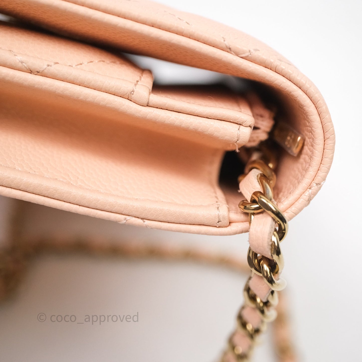 Chanel Quilted Classic Wallet on Chain WOC Pink Caviar Gold Hardware