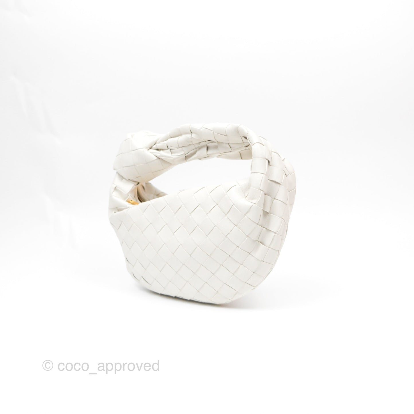 Bottega Veneta Mini Jodie Bag Intrecciato White Lambskin