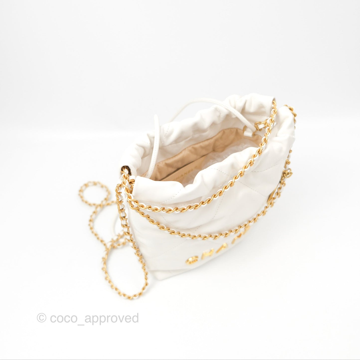 Chanel 22 Mini Bag White Crumpled Calfskin