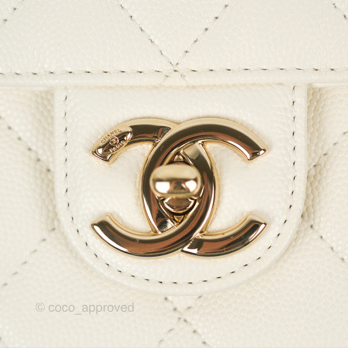 Chanel Quilted Small Like The Wallet Flap Ivory White Caviar Light Gold Hardware 22C
