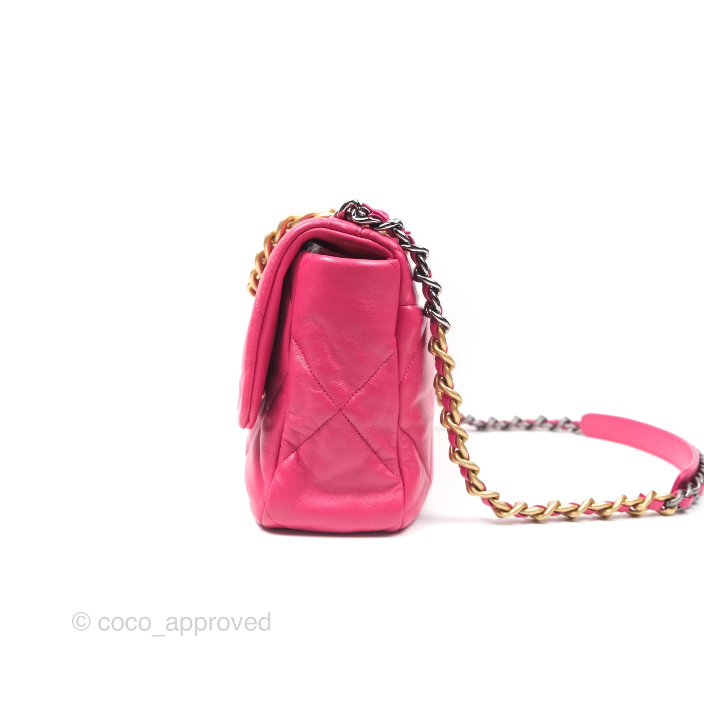 Chanel 19 Large (Medium) Dark Pink Goatskin Mixed Hardware
