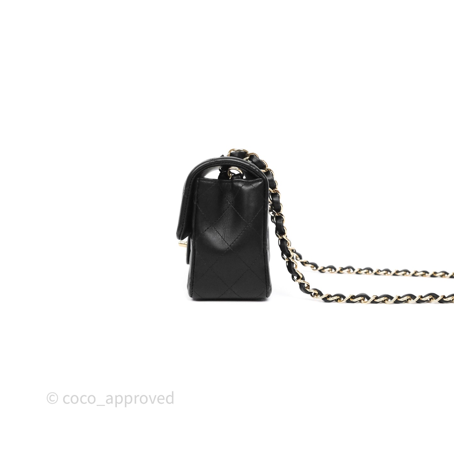 Chanel Mini Rectangular Quilted Black Lambskin Gold Hardware