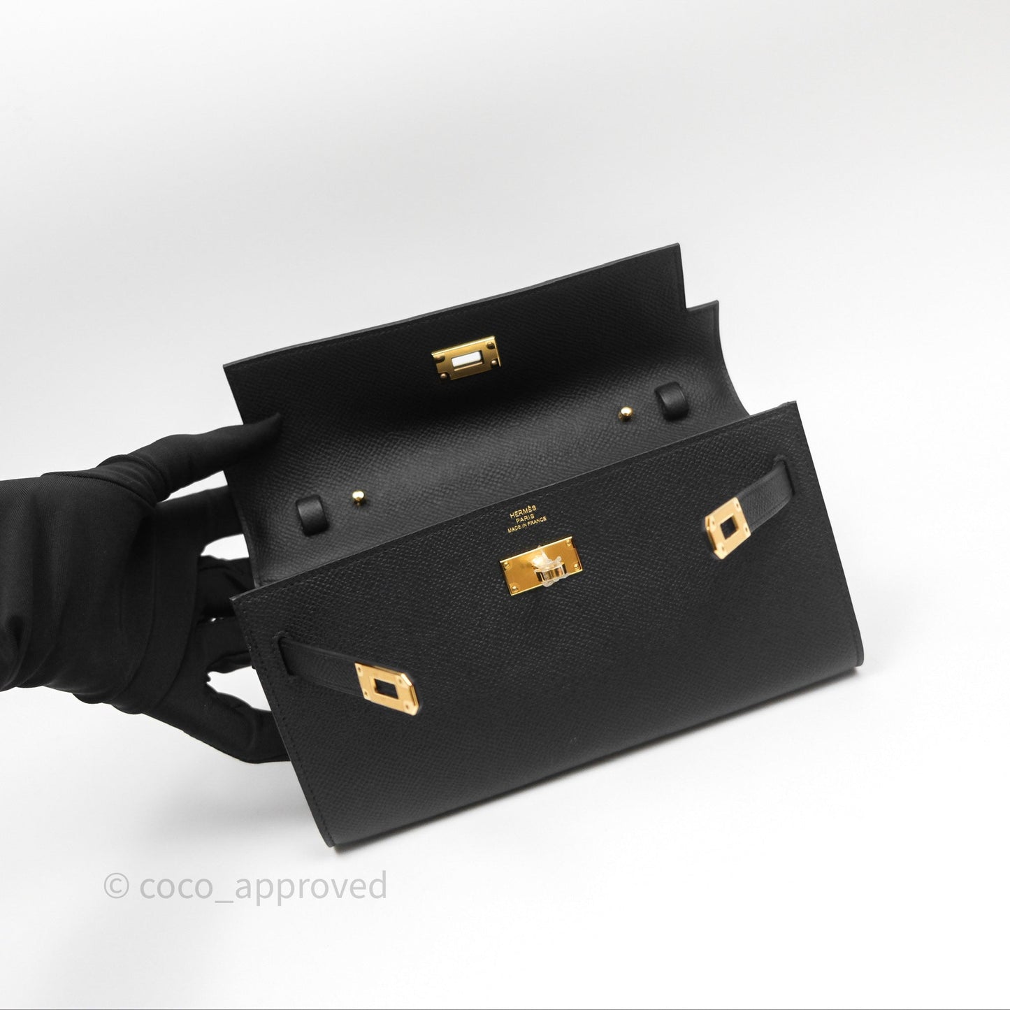 Hermès Kelly To Go Wallet Noir 89 Epsom Gold Hardware