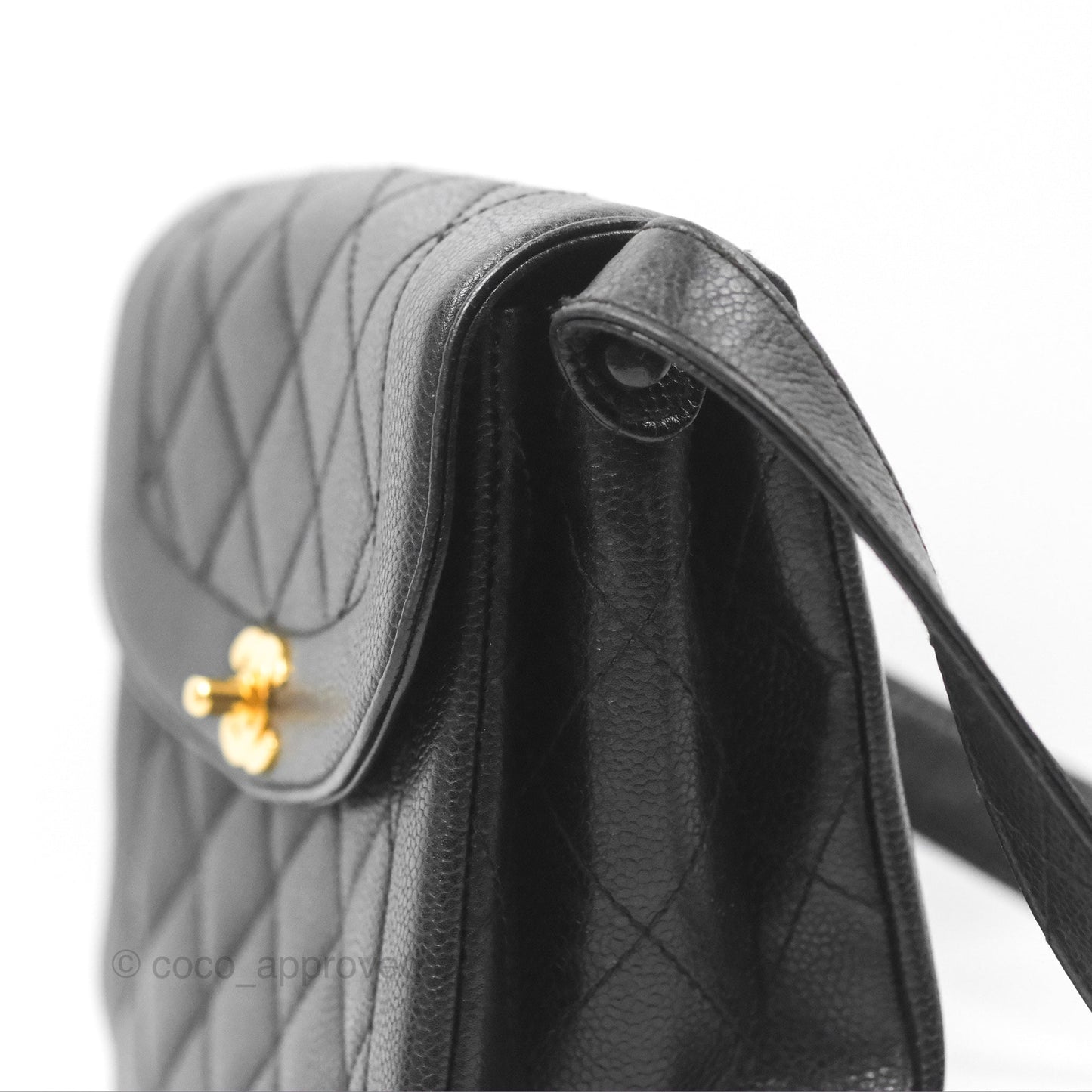 Chanel Shoulder Vintage Black Caviar 24K Gold Hardware