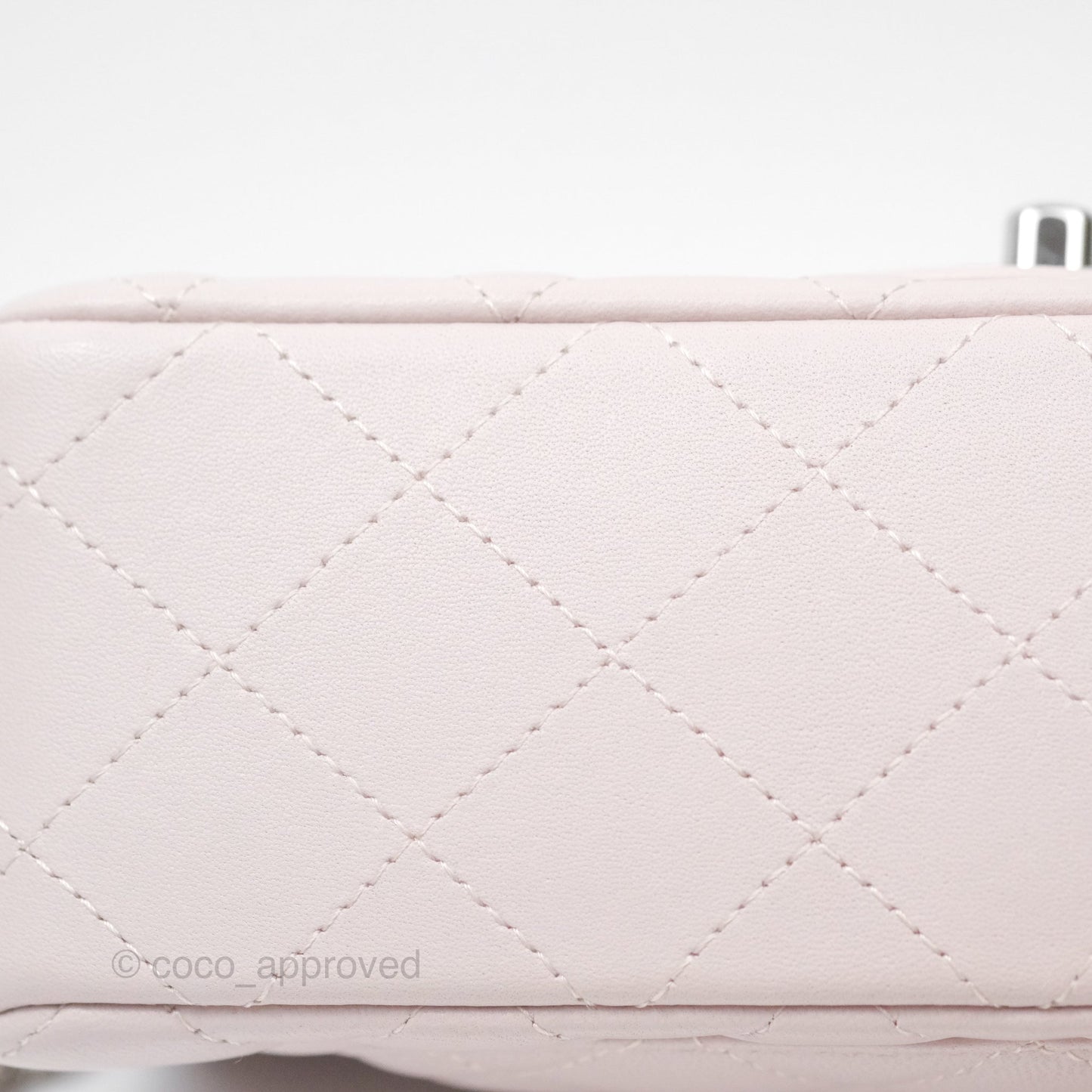 Chanel Quilted Mini Rectangular Pale Lilac Lambskin Silver Hardware