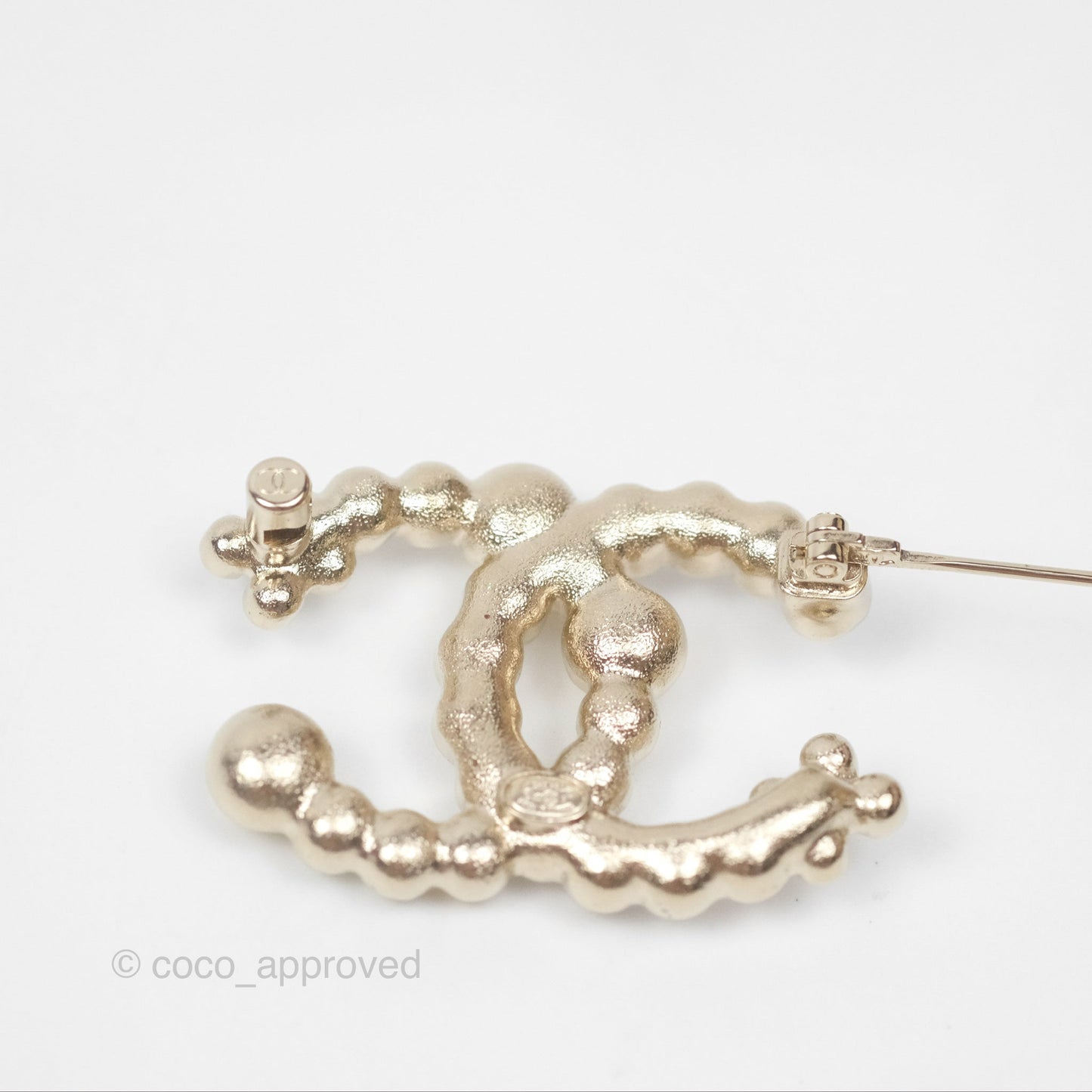 Chanel CC Resin Crystal Brooch Gold Tone 23A