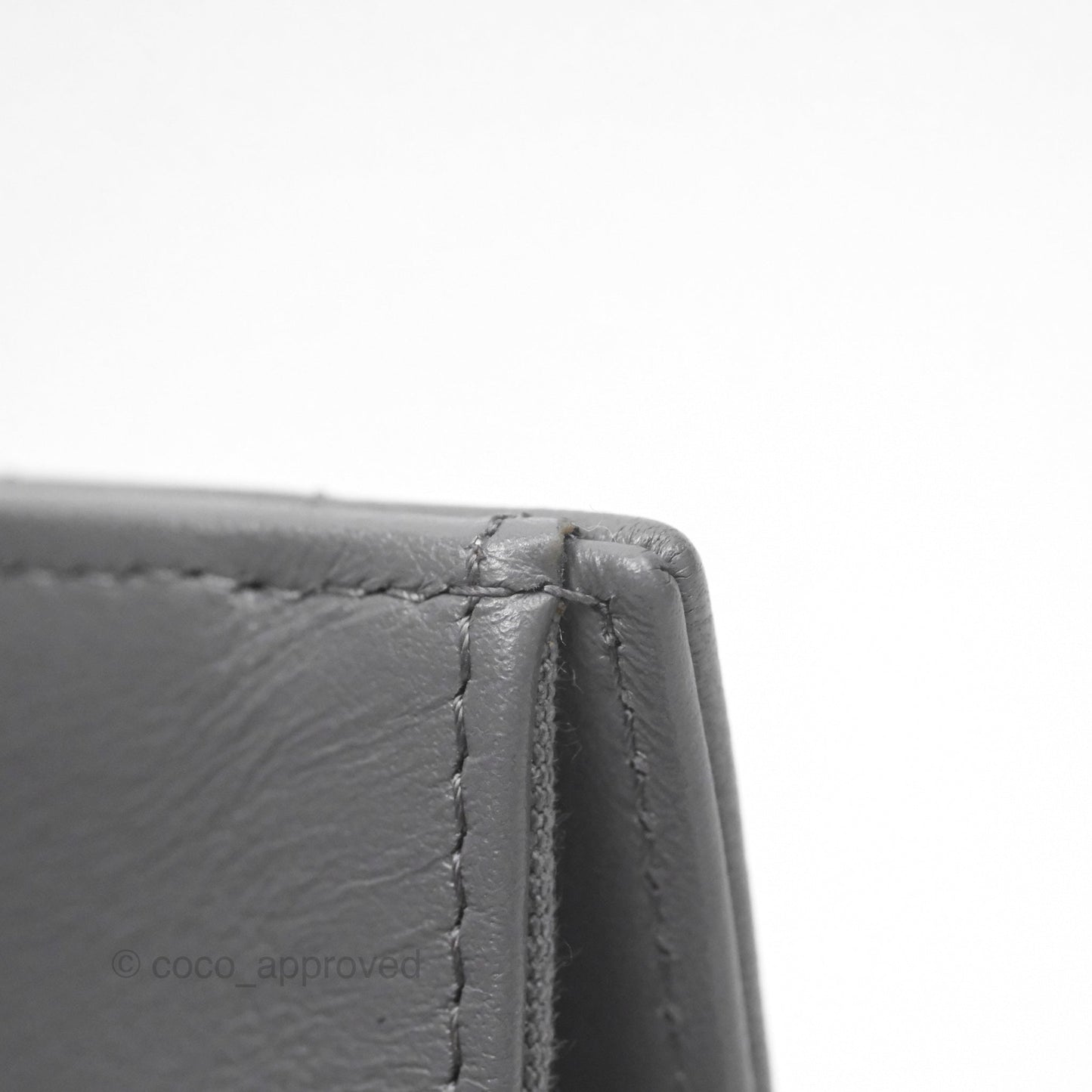 Chanel 19 Grey Short Trifold Wallet Lambskin Silver Hardware