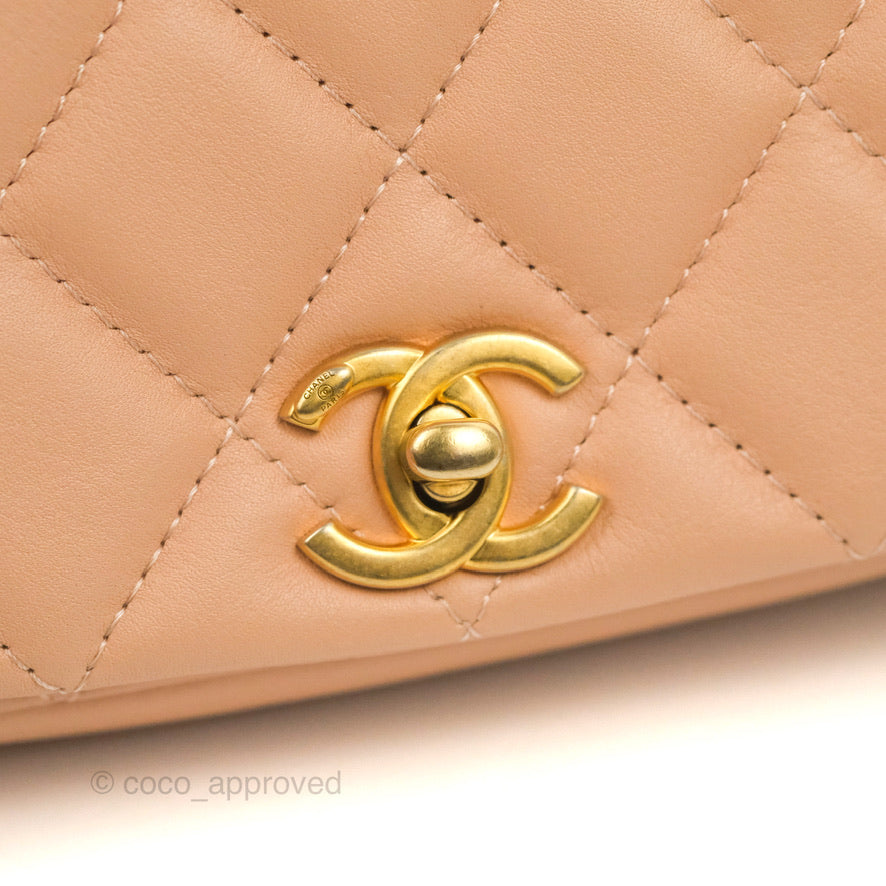 Chanel Clutch with Chain Beige Pink Calfskin Aged Gold Hardware