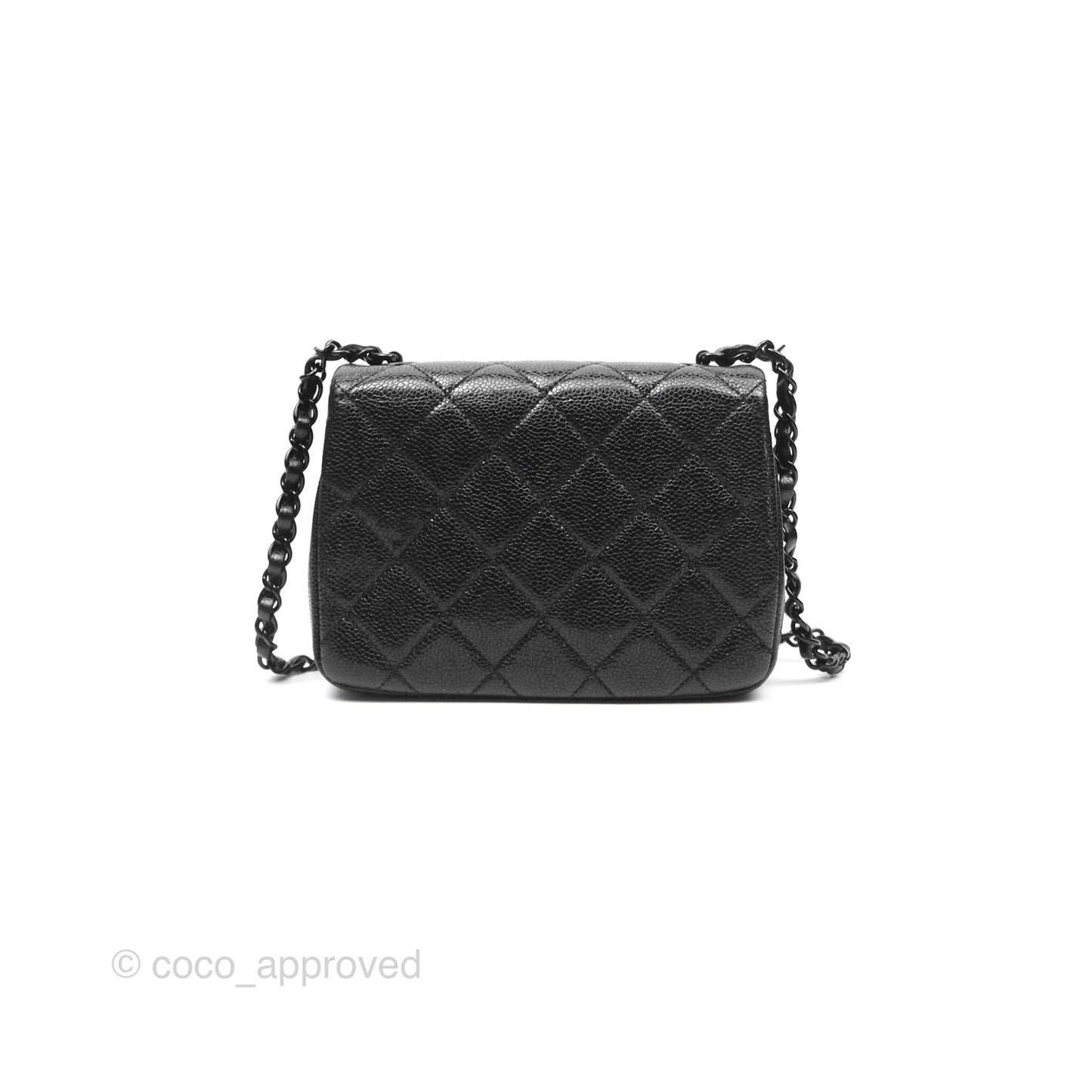 Chanel Quilted Mini Square Flap Bag So Black Caviar Incognito