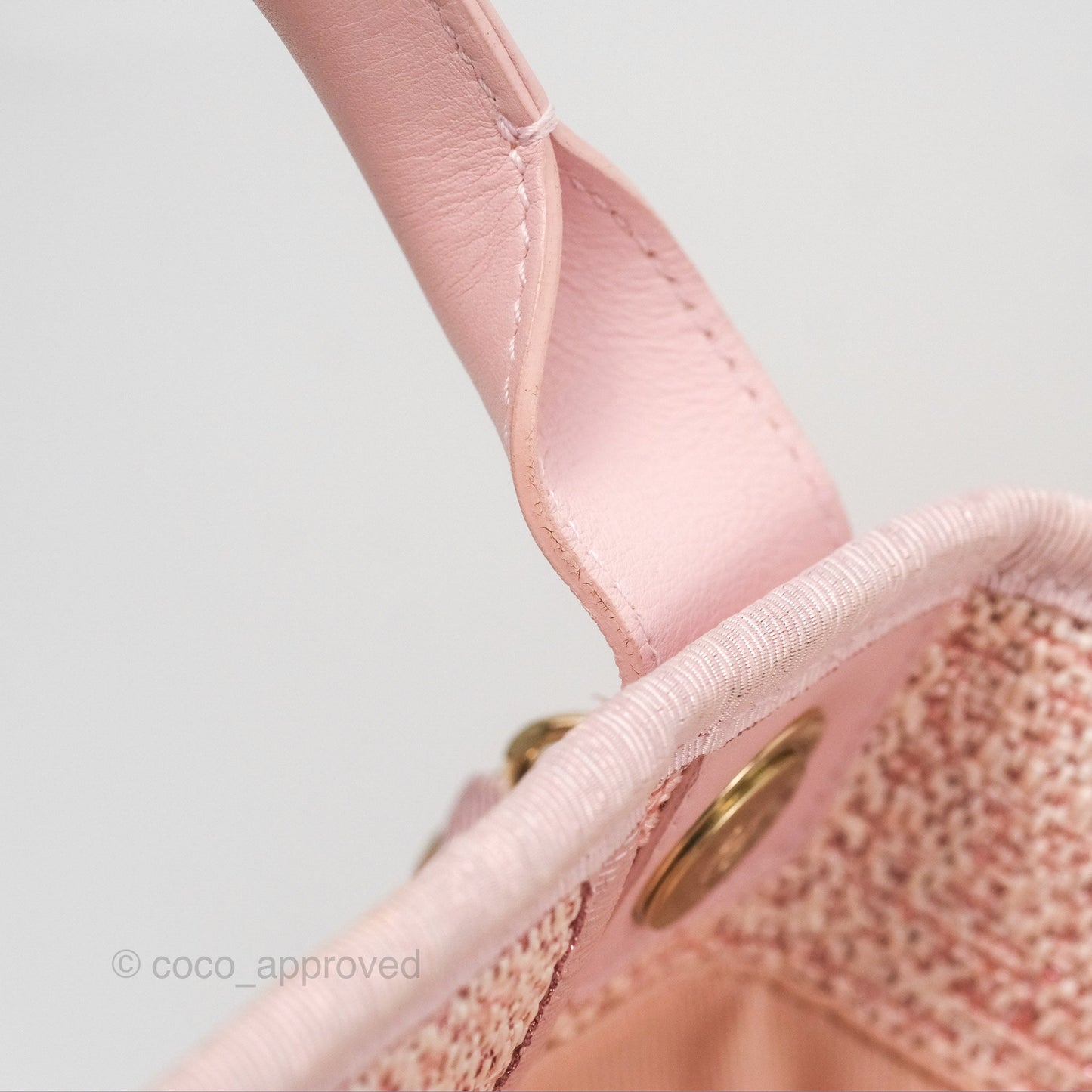 Chanel Large Deauville Tote Pink Woven Tweed Gold Hardware