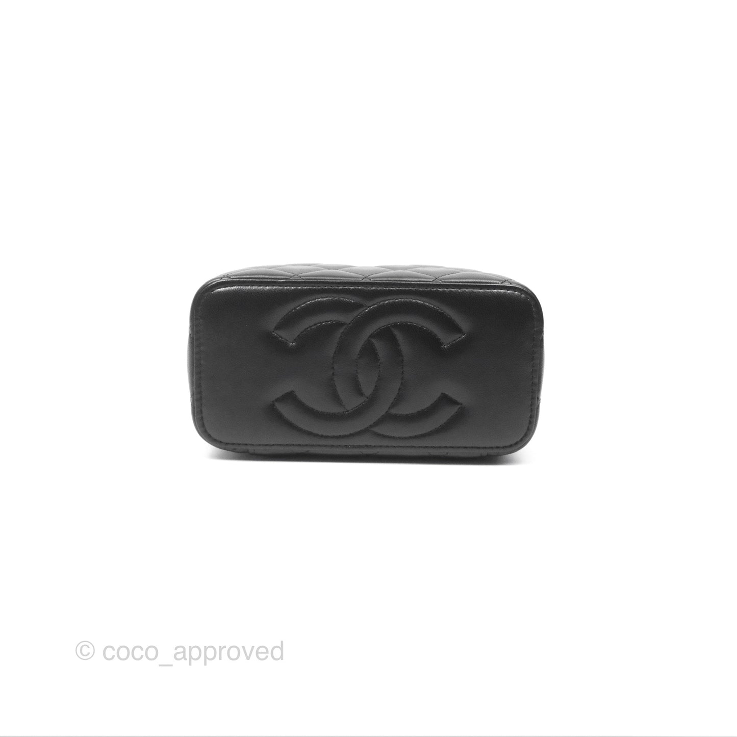 Chanel Vanity with COCO Heart Chain Black Lambskin Aged Gold Hardware