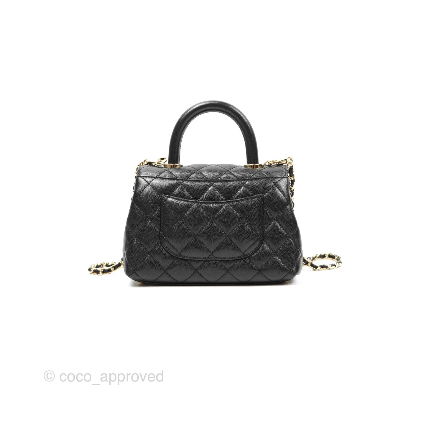 Chanel Mini Coco Handle Quilted Black Caviar Gold Hardware