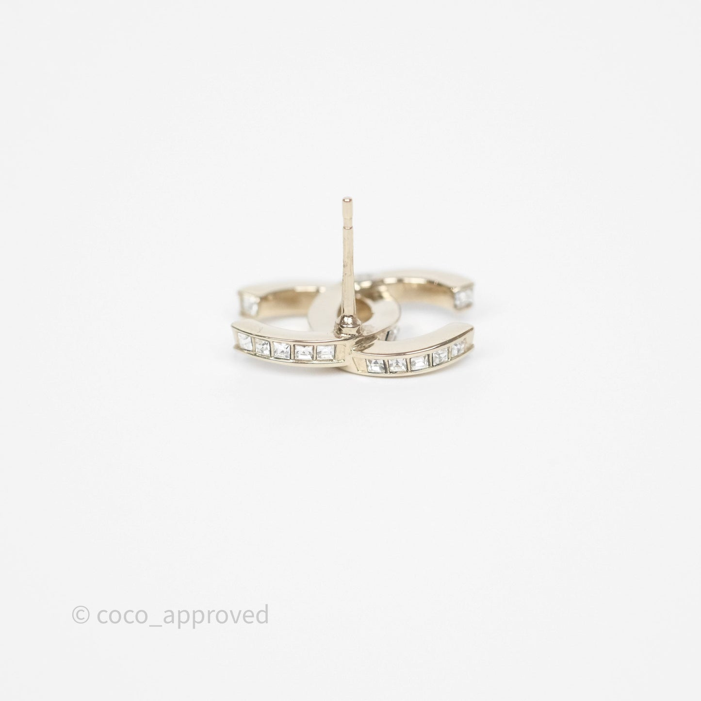 Chanel Crystal CC Earrings Gold Tone 24V