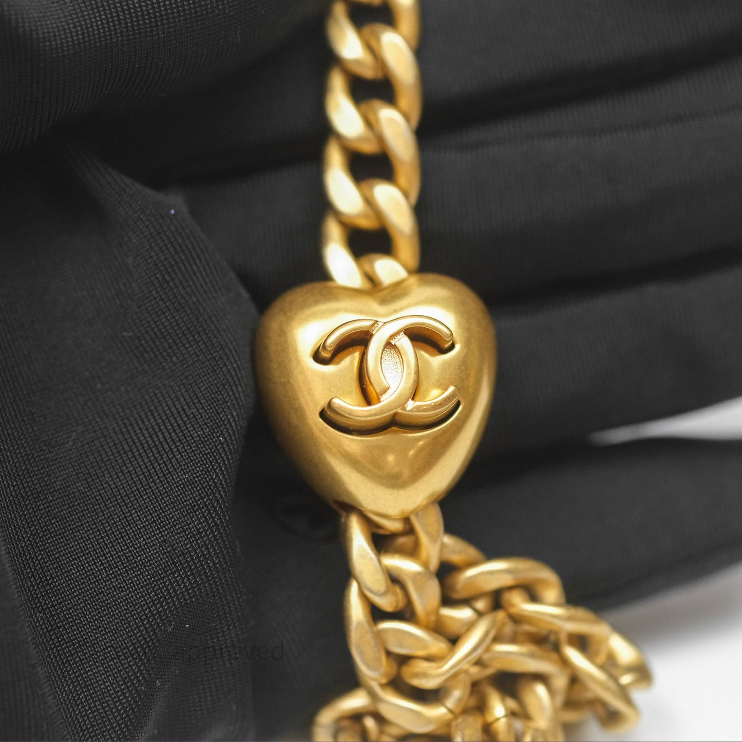 Chanel Heart Adjustable Chain WOC Black Lambskin Aged Gold Hardware 25C