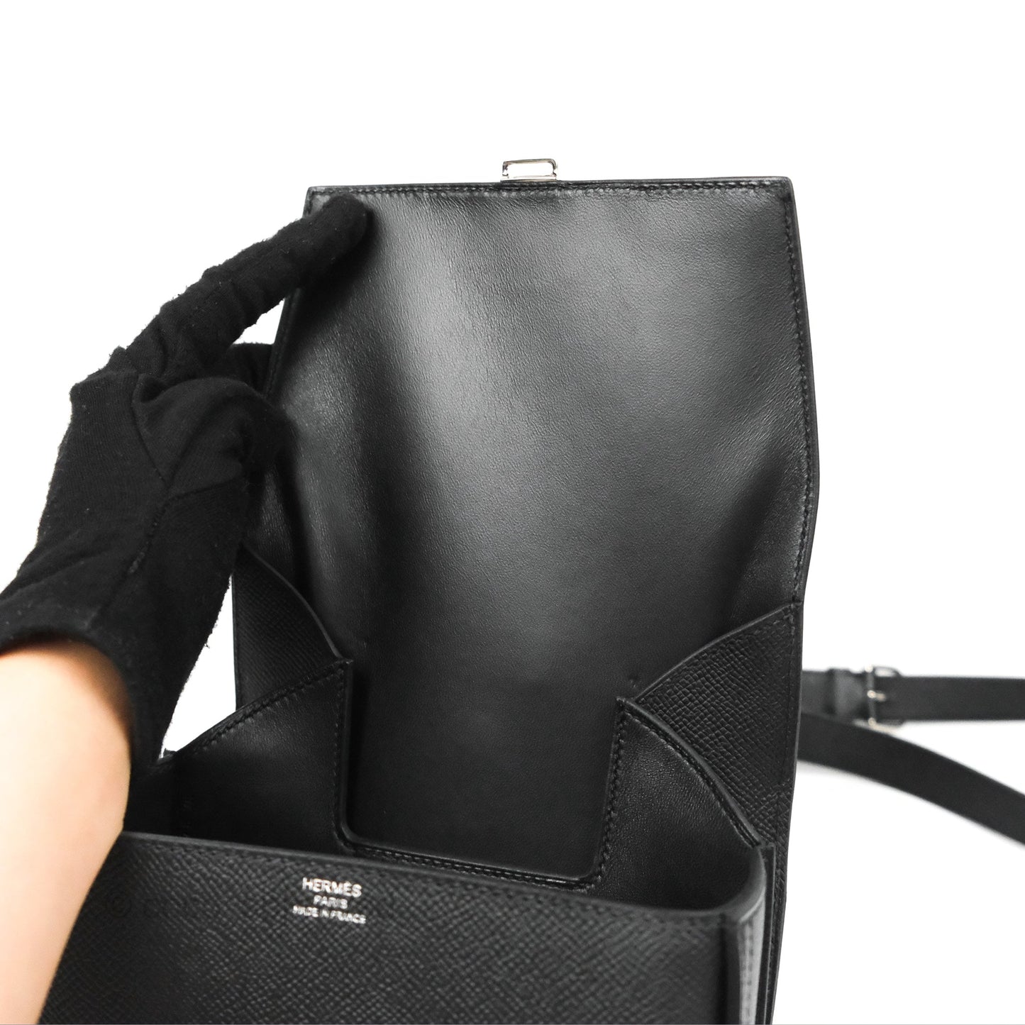 Hermès Della Cavalleria Mini Bag Black Epsom Palladium Hardware