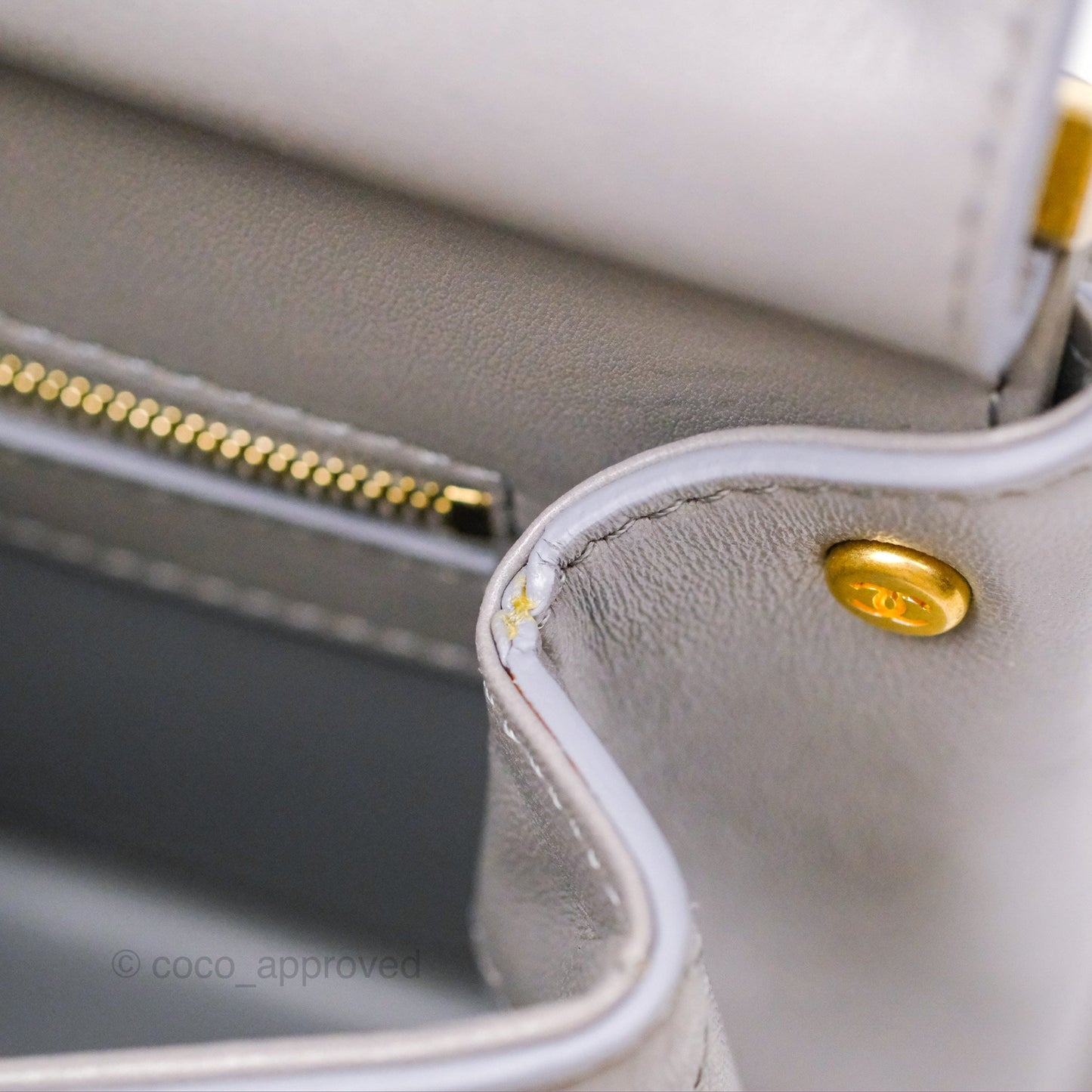Chanel Small Quilted Coco Luxe Flap Bag Grey Calfskin Aged Gold Hardware