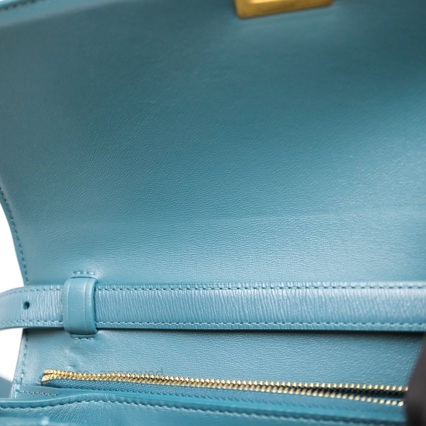 Celine Medium Classic Box Flap Blue Green Calfskin Gold Hardware