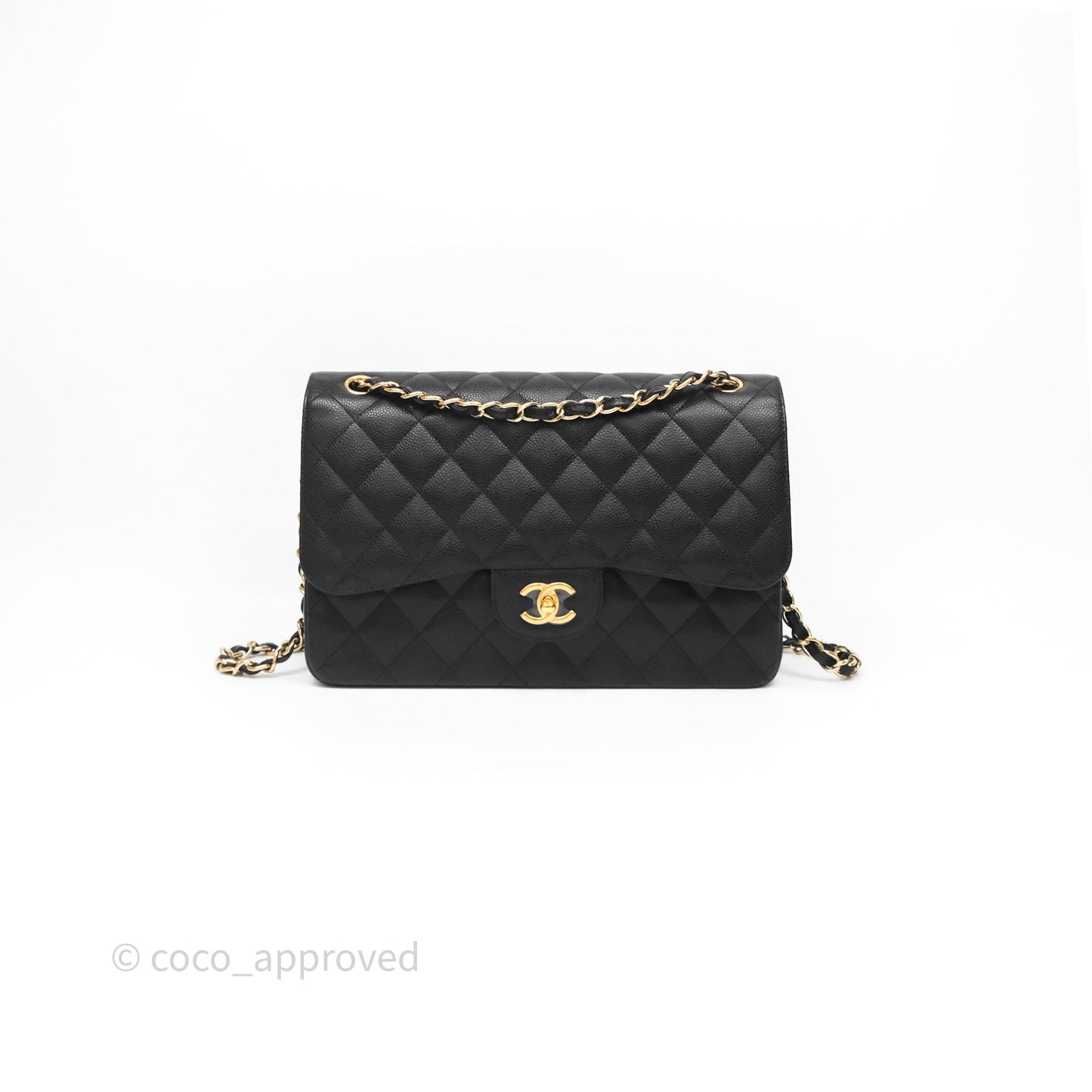 Chanel Jumbo Double Flap Black Caviar Gold Hardware⁣⁣