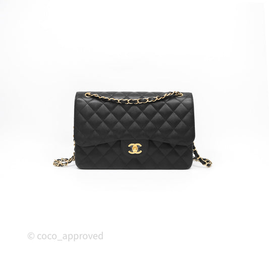 Chanel Jumbo Double Flap Black Caviar Gold Hardware⁣⁣