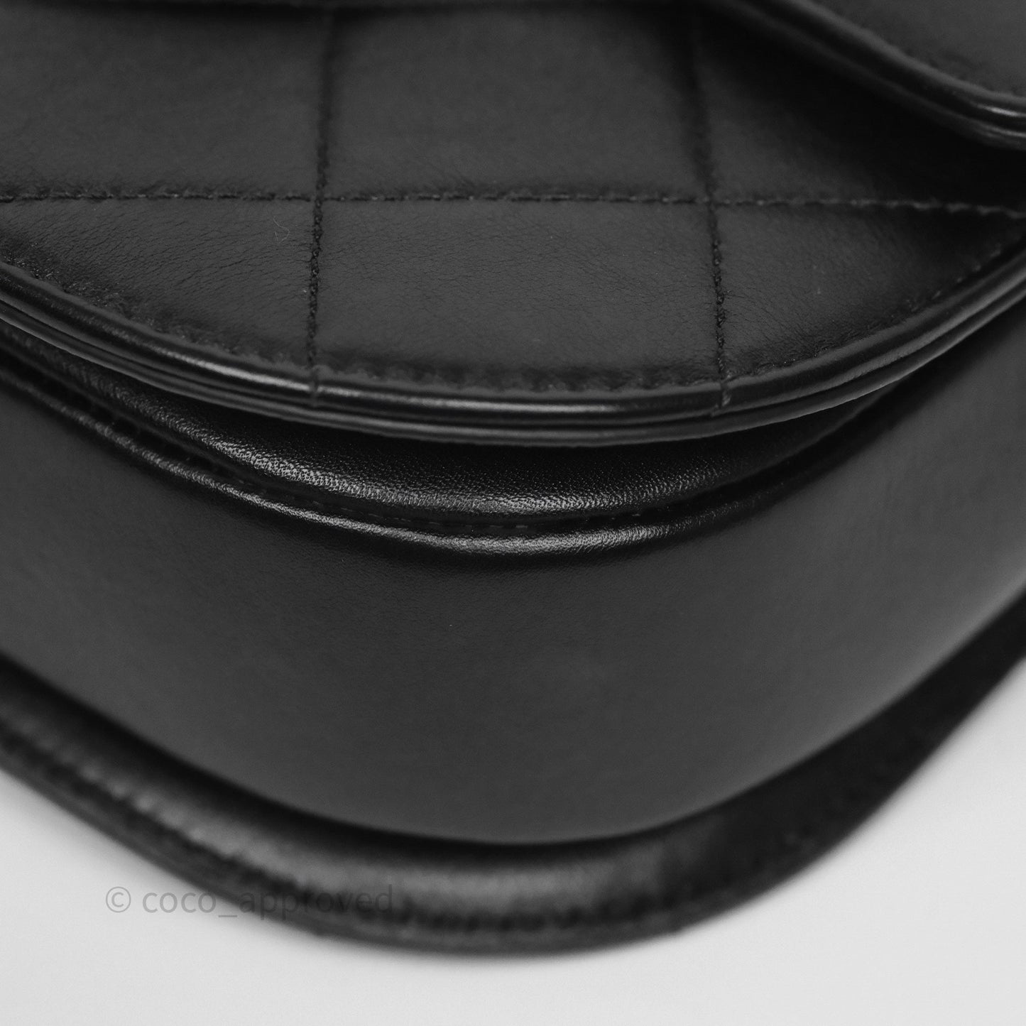 Chanel Mini Moon Messenger Bag Black Calfskin Aged Gold Hardware