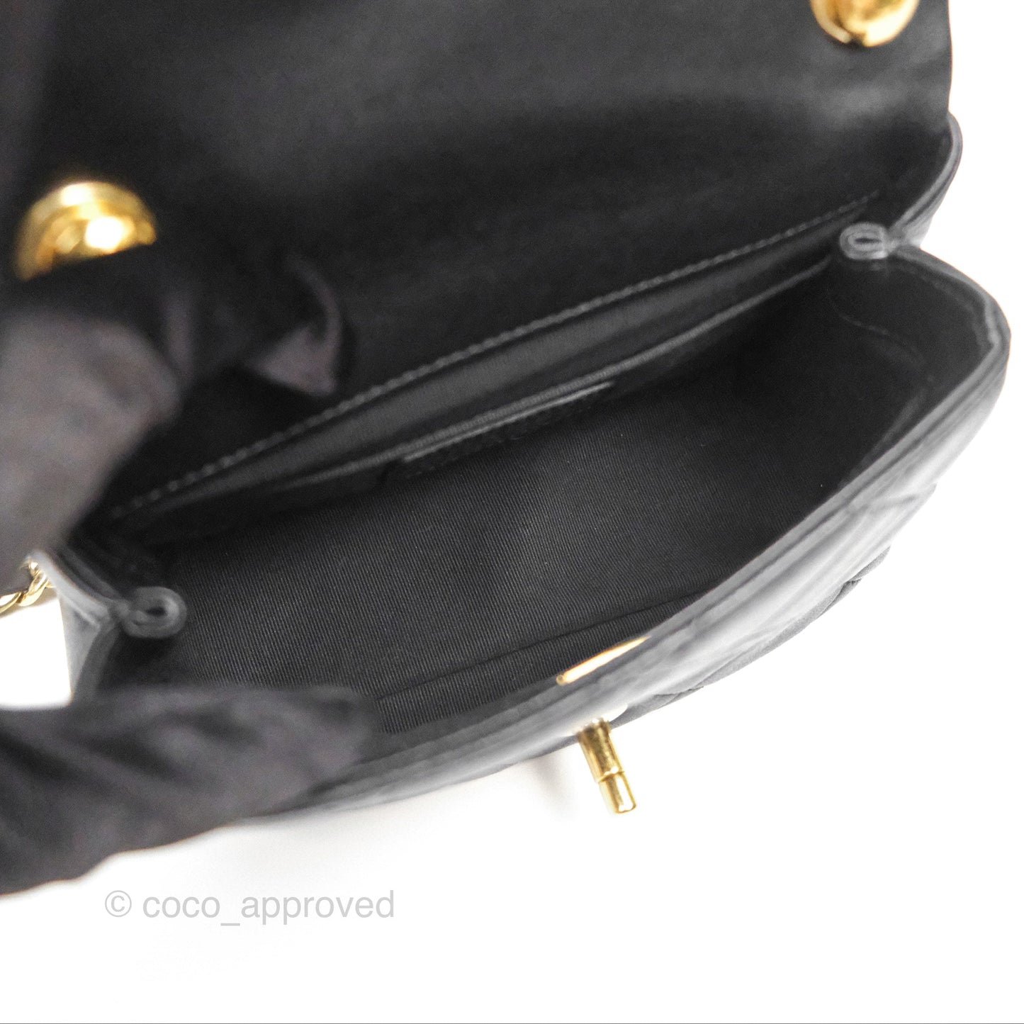Chanel Mini Top Handle Flap Black Lambskin Aged Gold Hardware 23C