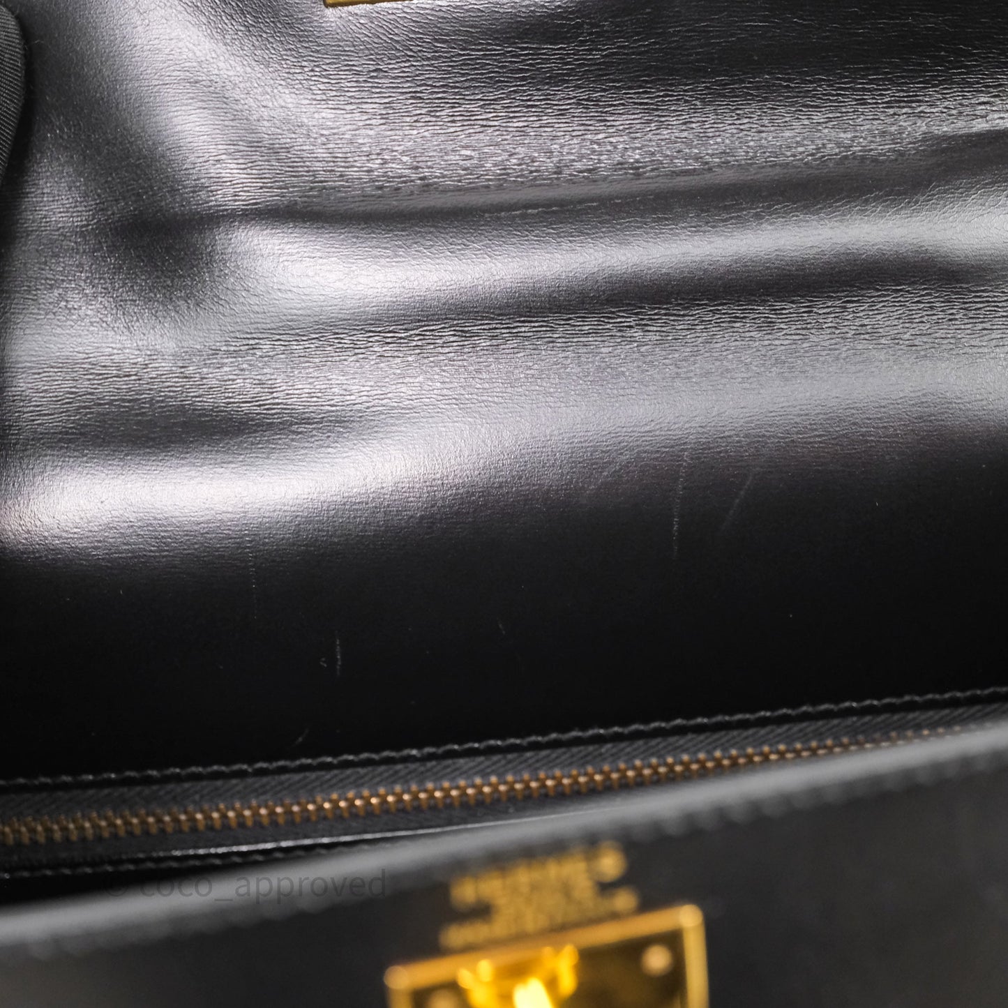 Hermès Vintage Kelly 28 Sellier Black Noir 89 Box Leather Gold Hardware