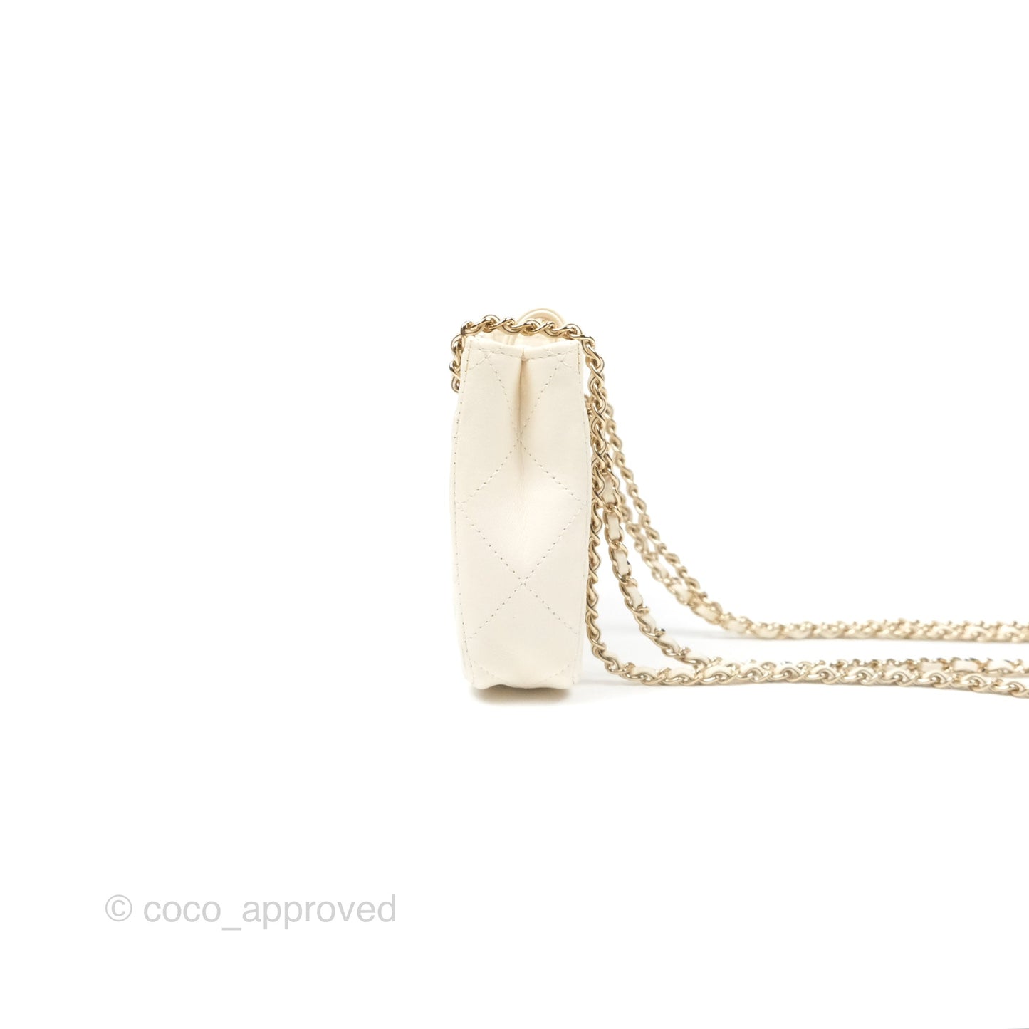 Chanel Mini Square Clutch with Chain Ivory Lambskin Gold Hardware 22C