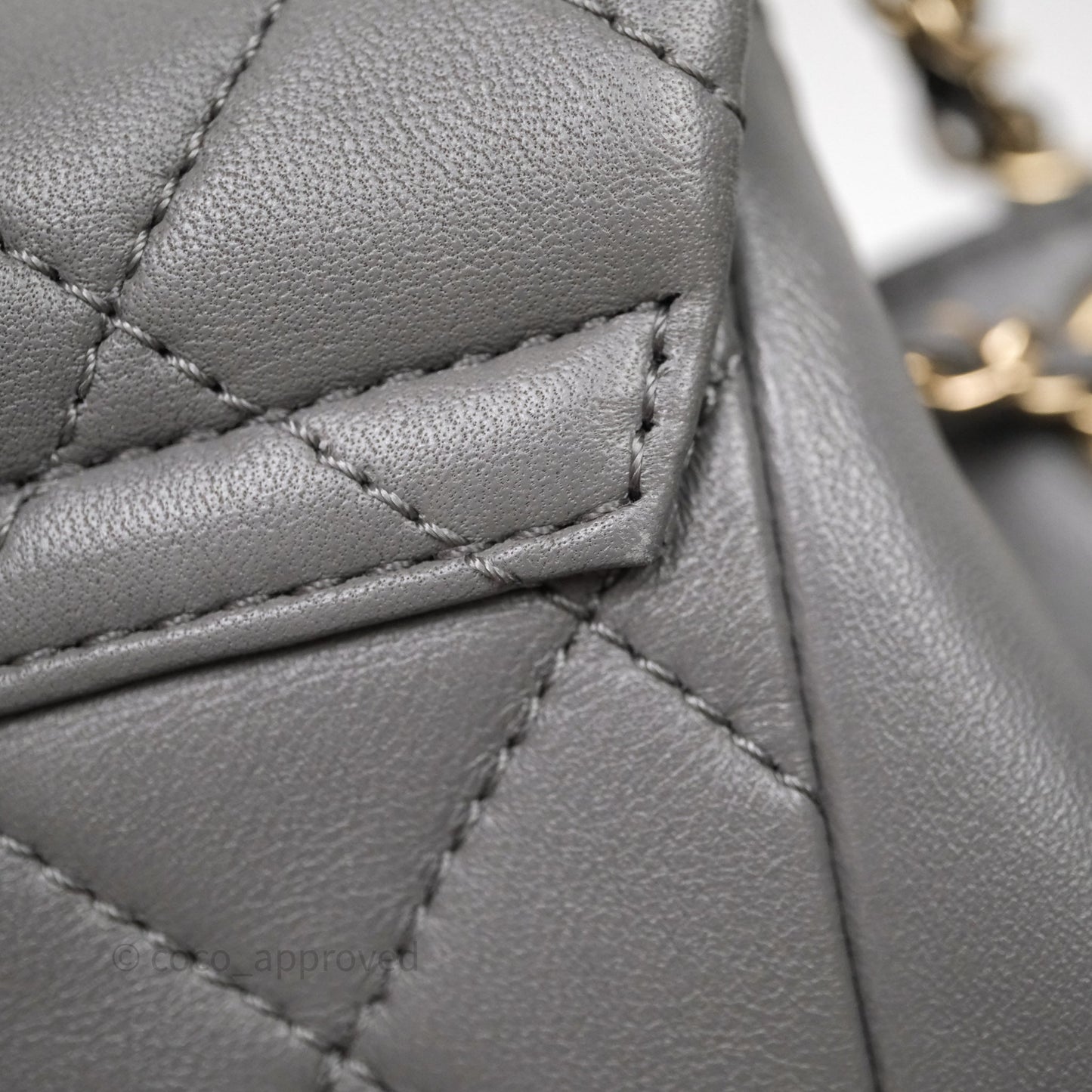 Chanel Small Duma Drawstring Backpack Grey Lambskin Gold Hardware