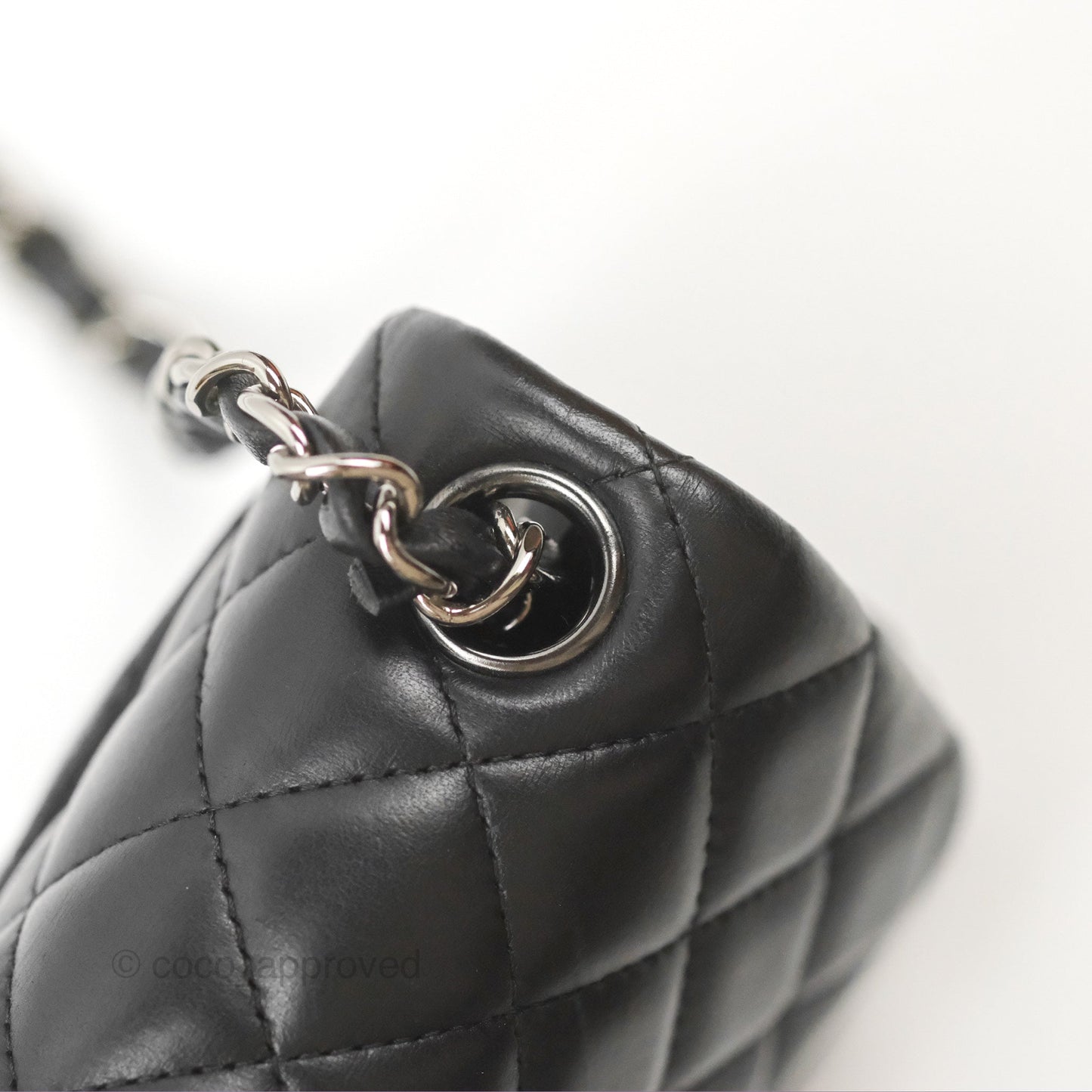 Chanel Mini Square Black Lambskin Dark Silver Hardware