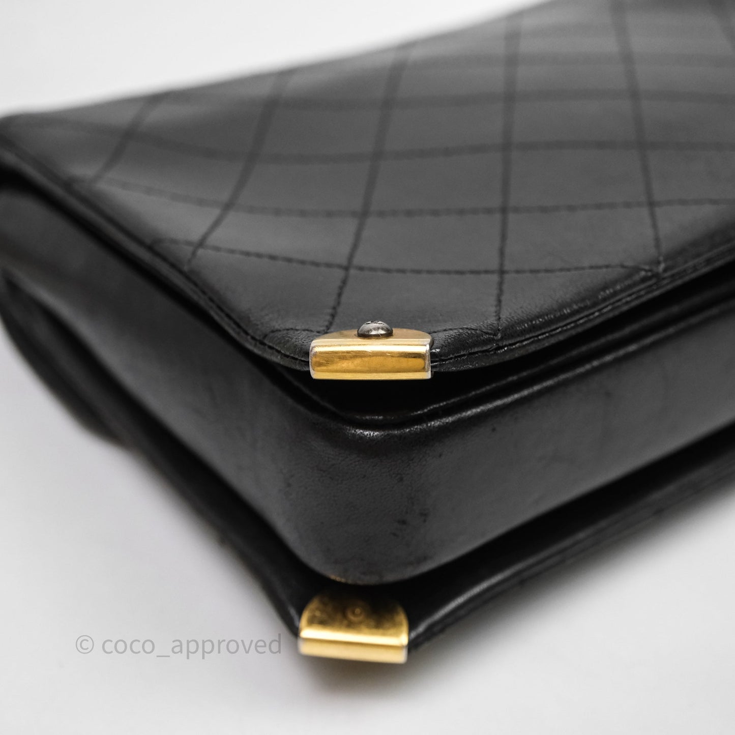 Chanel Quilted Flap Bag Black Calfskin Aged Gold Hardware