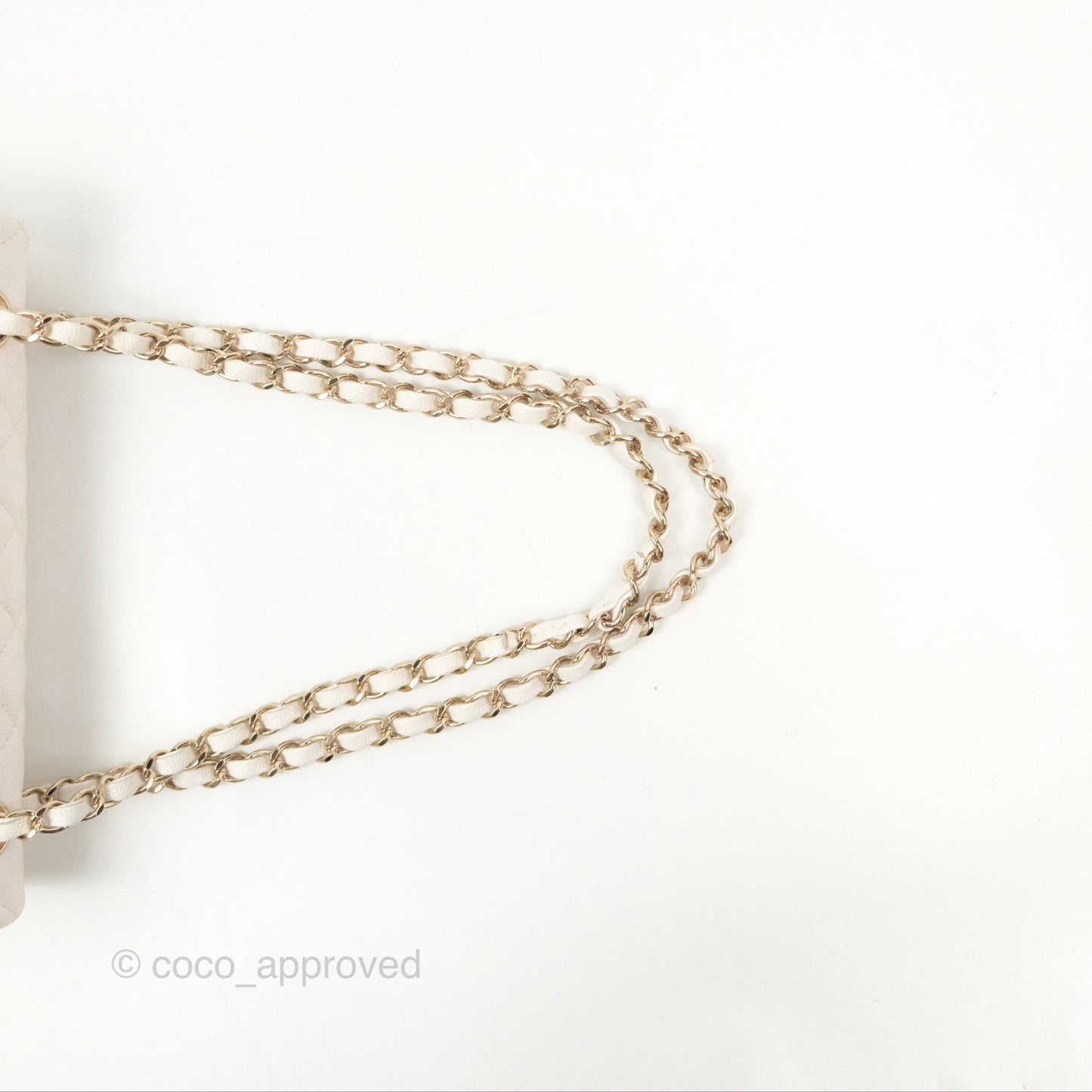 Chanel Small Classic Quilted Flap White Caviar Gold Hardware