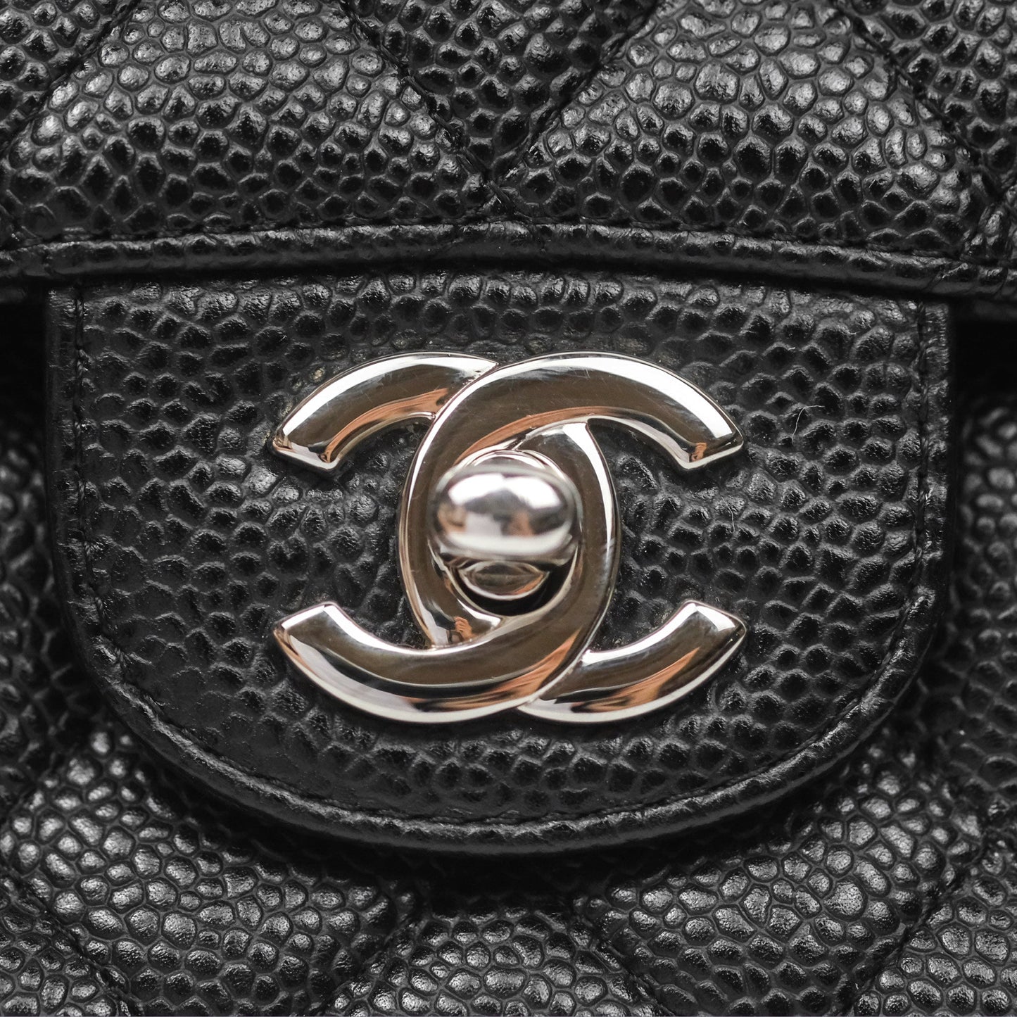 Chanel Classic M/L Medium Flap Quilted Black Caviar Silver Hardware