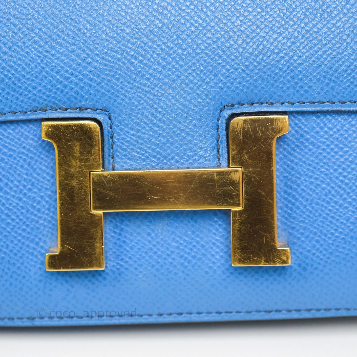 Hermès Constance Mini 18cm Bleu Izmir 7W Epsom Gold Hardware