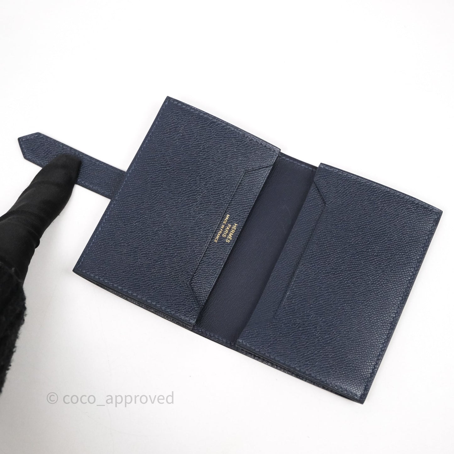 Hermès Bearn Mini Wallet Bleu Nuit 2Z Epsom Gold Hardware
