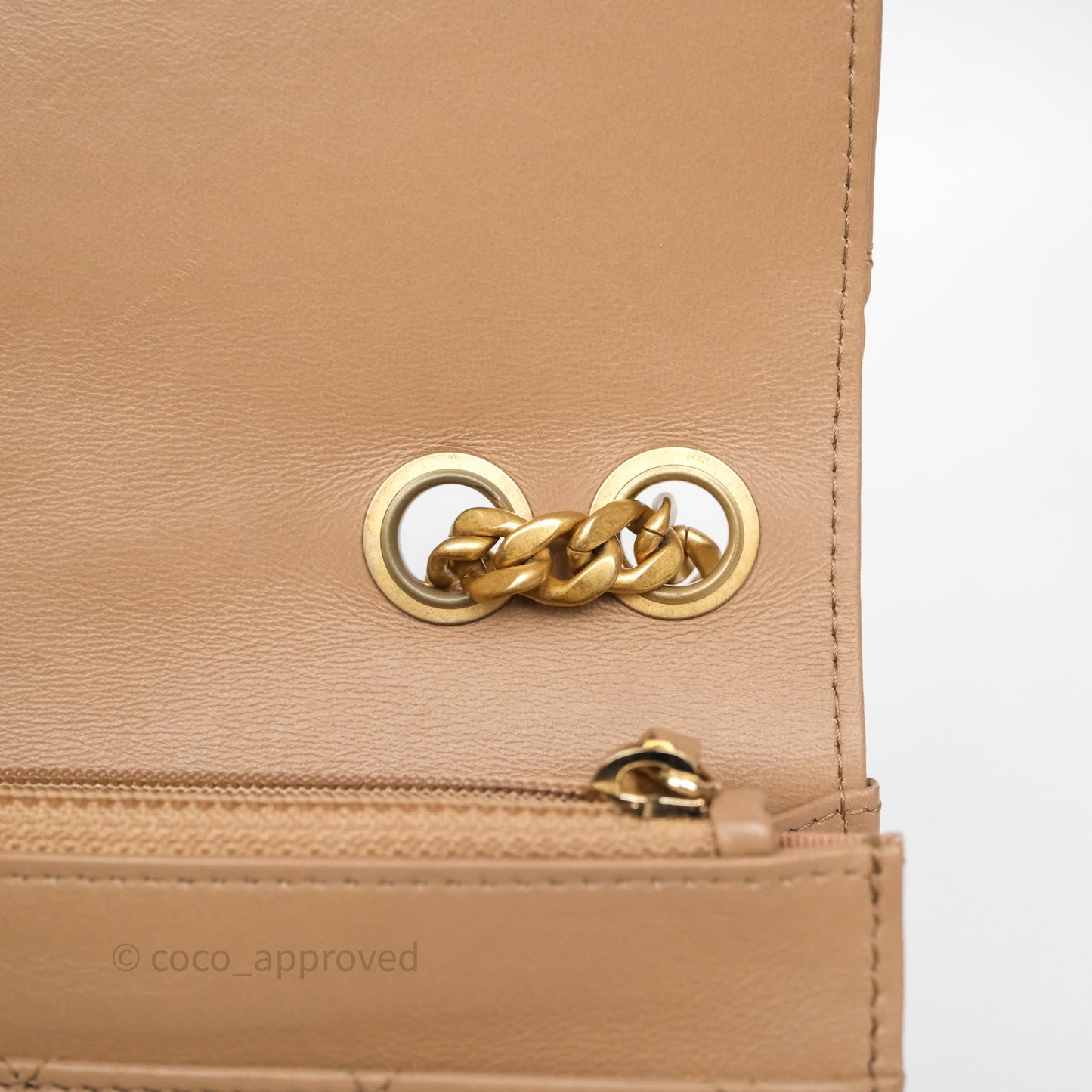 Chanel All Slide Wallet on Chain WOC Adjustable Chain Quilted Beige Lambskin