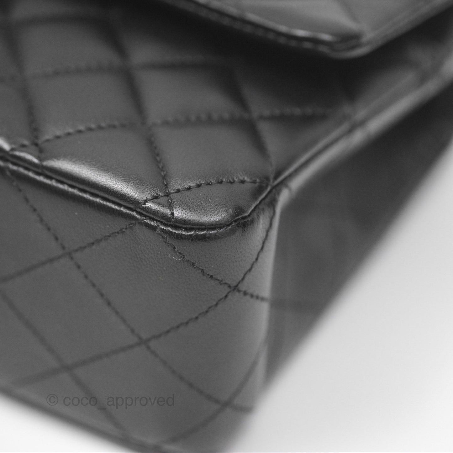 Chanel M/L Medium Classic Flap Quilted Black Lambskin Silver Hardware